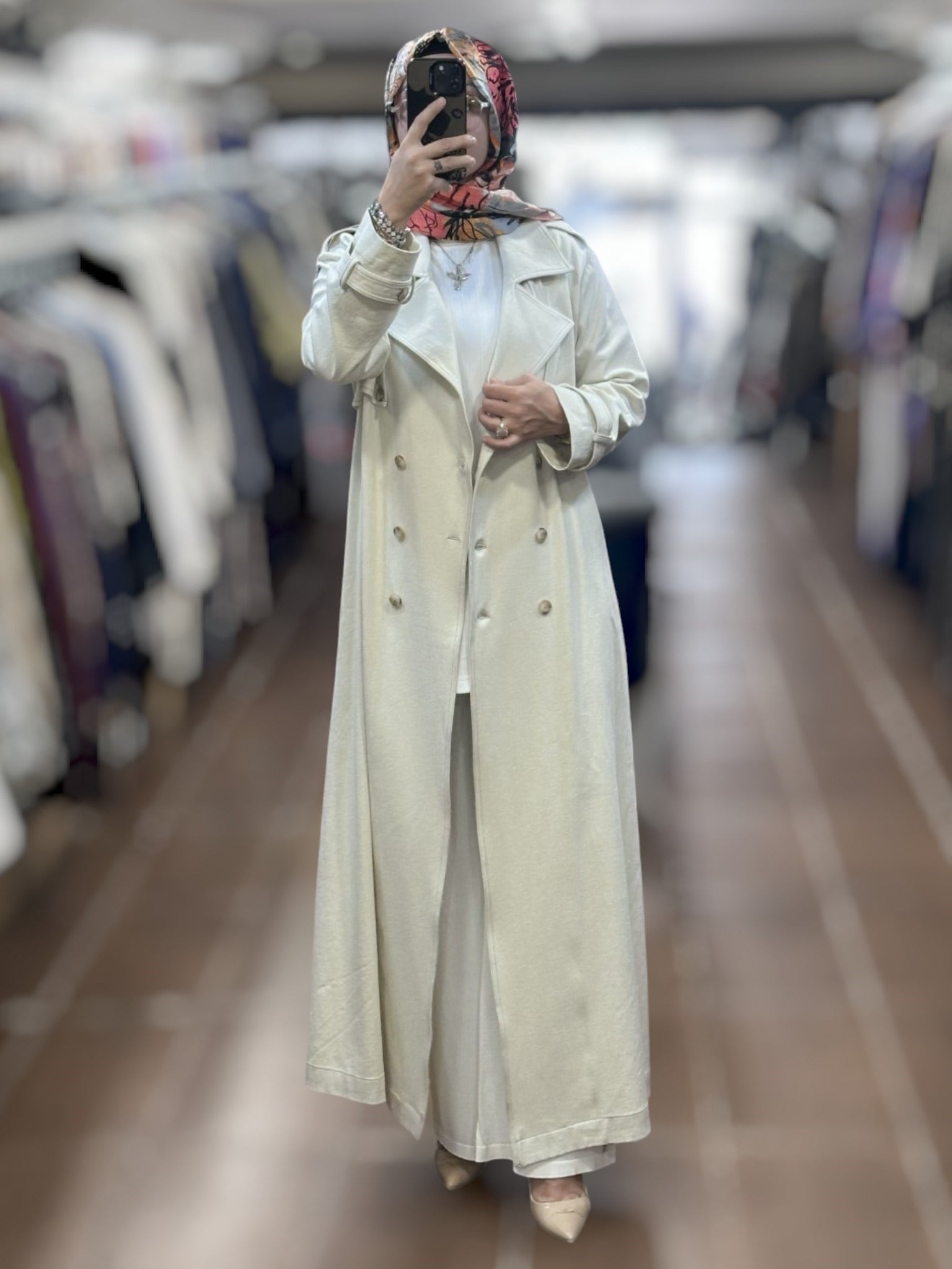 Miss Dalida T26Y-8000 Düz Renk Denim Trenchkot - EKRU