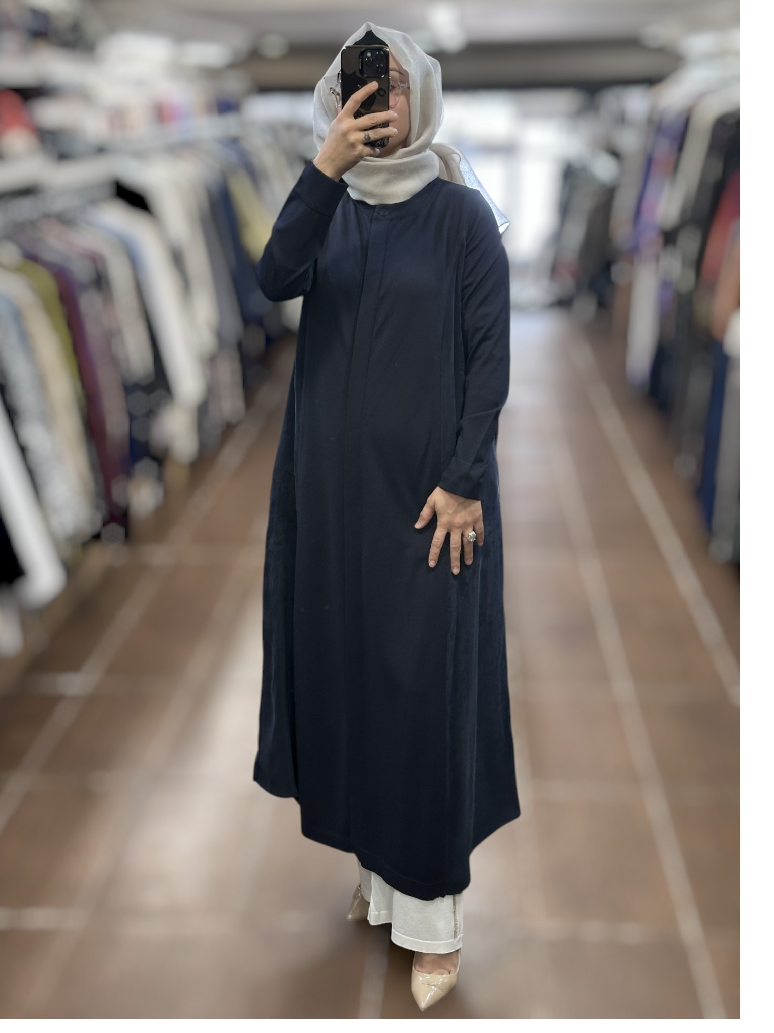 Miss Dalida T26Y-8002 Gizli Patlı Düz Renk Triko Kap - Dark Navy