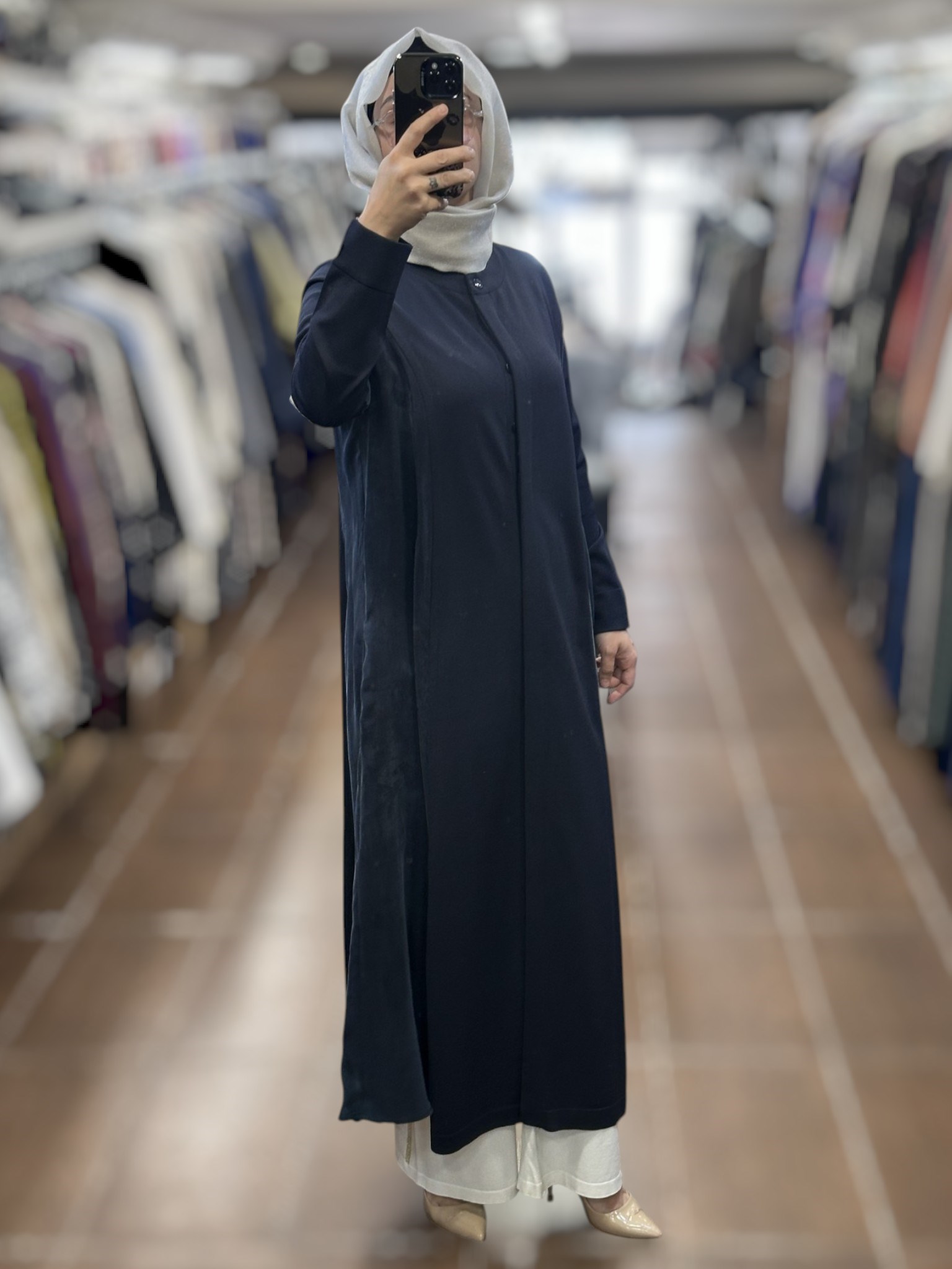 Miss Dalida T26Y-8002 Gizli Patlı Düz Renk Triko Kap - Dark Navy