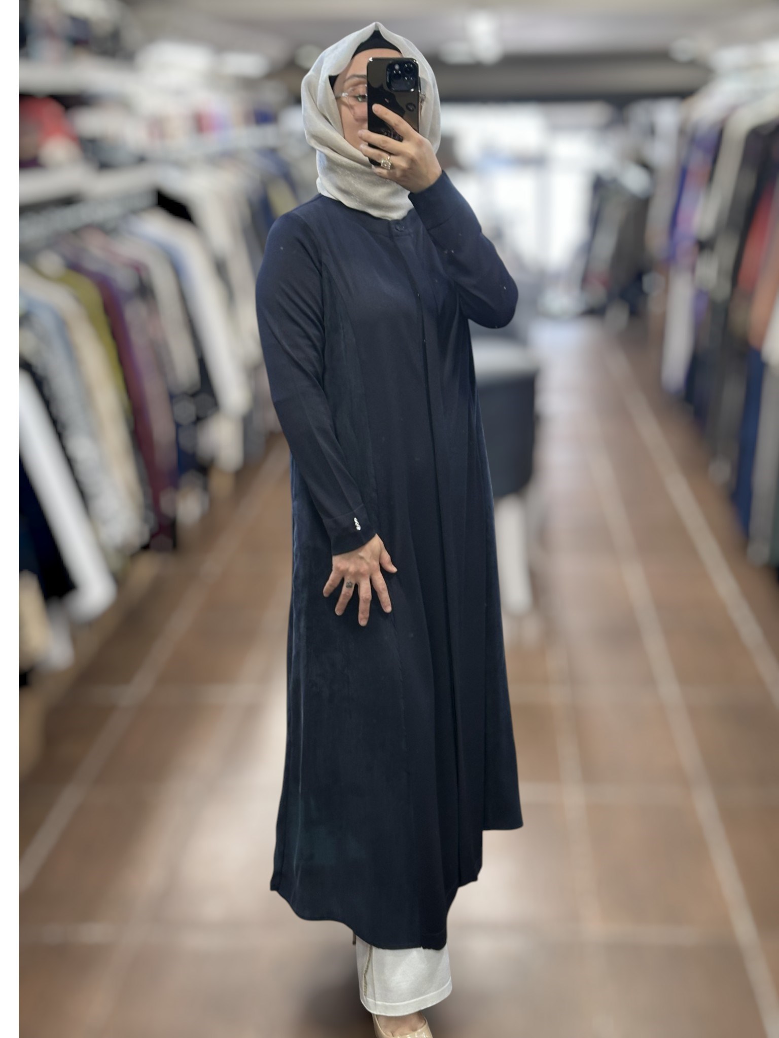 Miss Dalida T26Y-8002 Gizli Patlı Düz Renk Triko Kap - Dark Navy