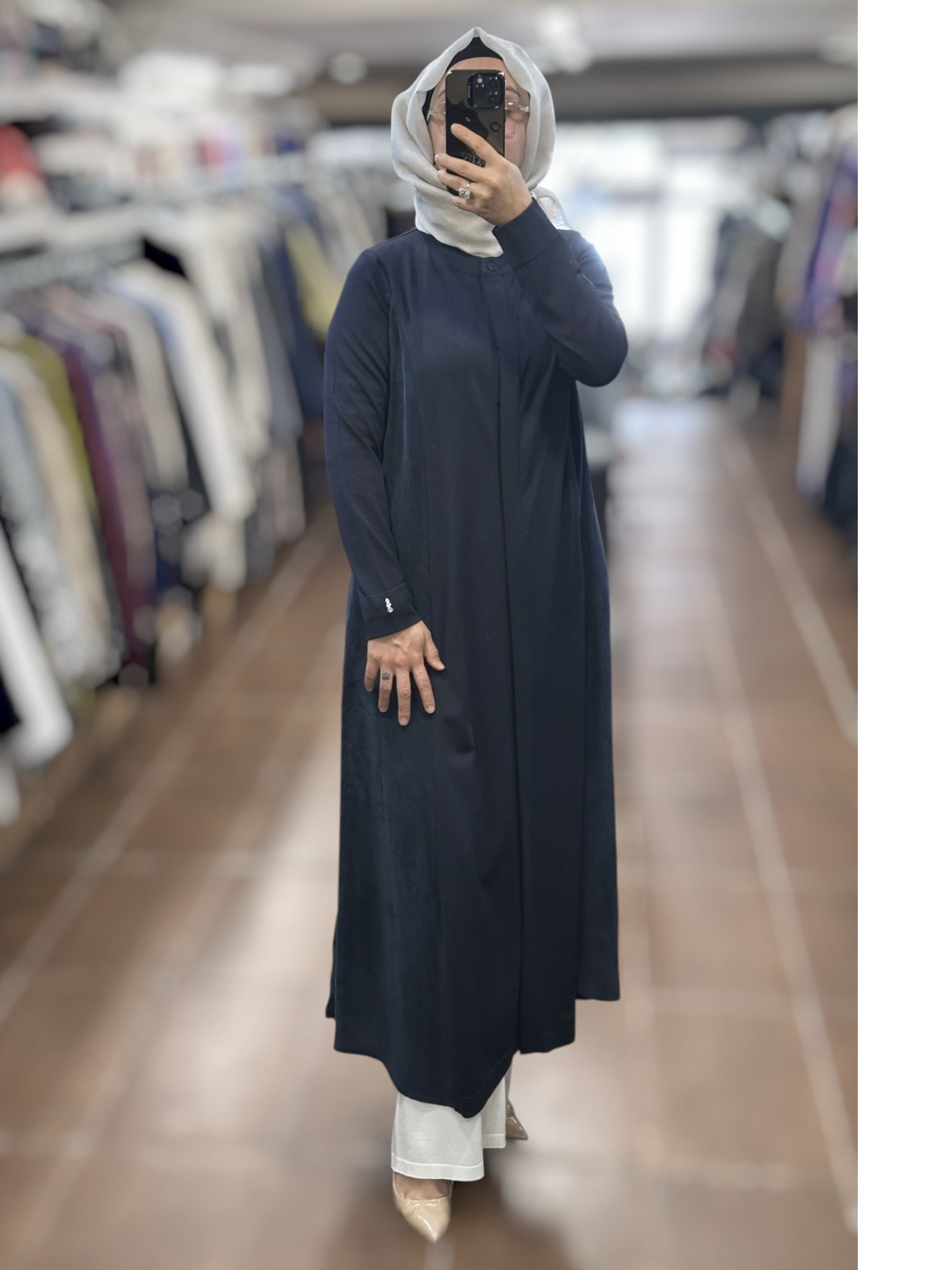 Miss Dalida T26Y-8002 Gizli Patlı Düz Renk Triko Kap - Dark Navy