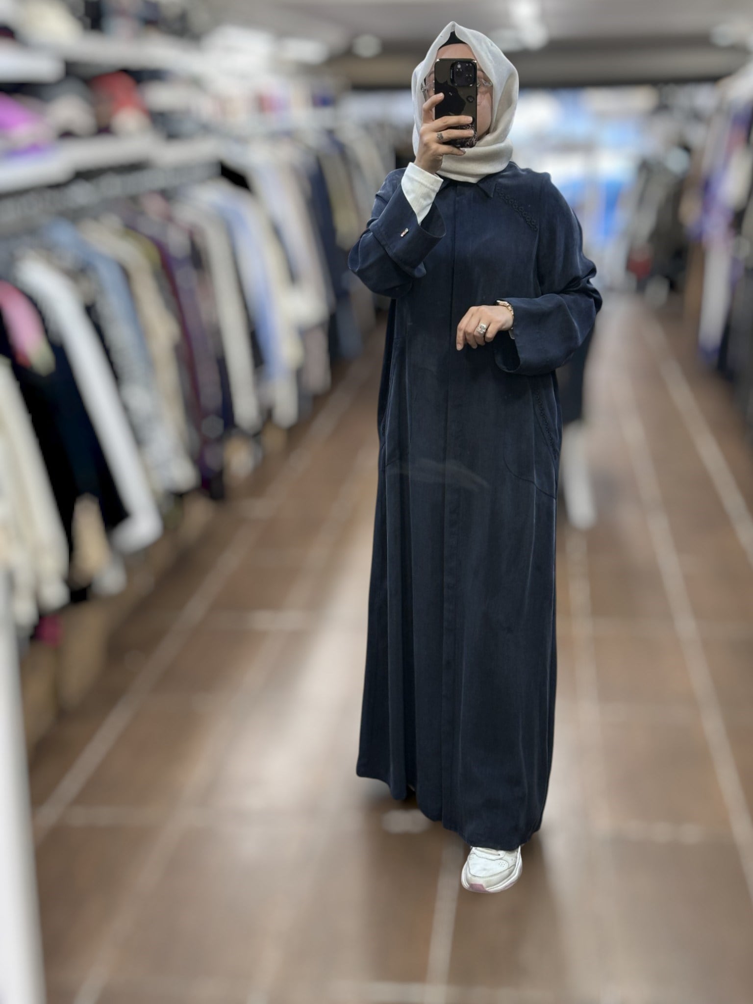 Miss Dalida T26Y-8003 Nakış Detaylı Cupro Kap - Dark Navy
