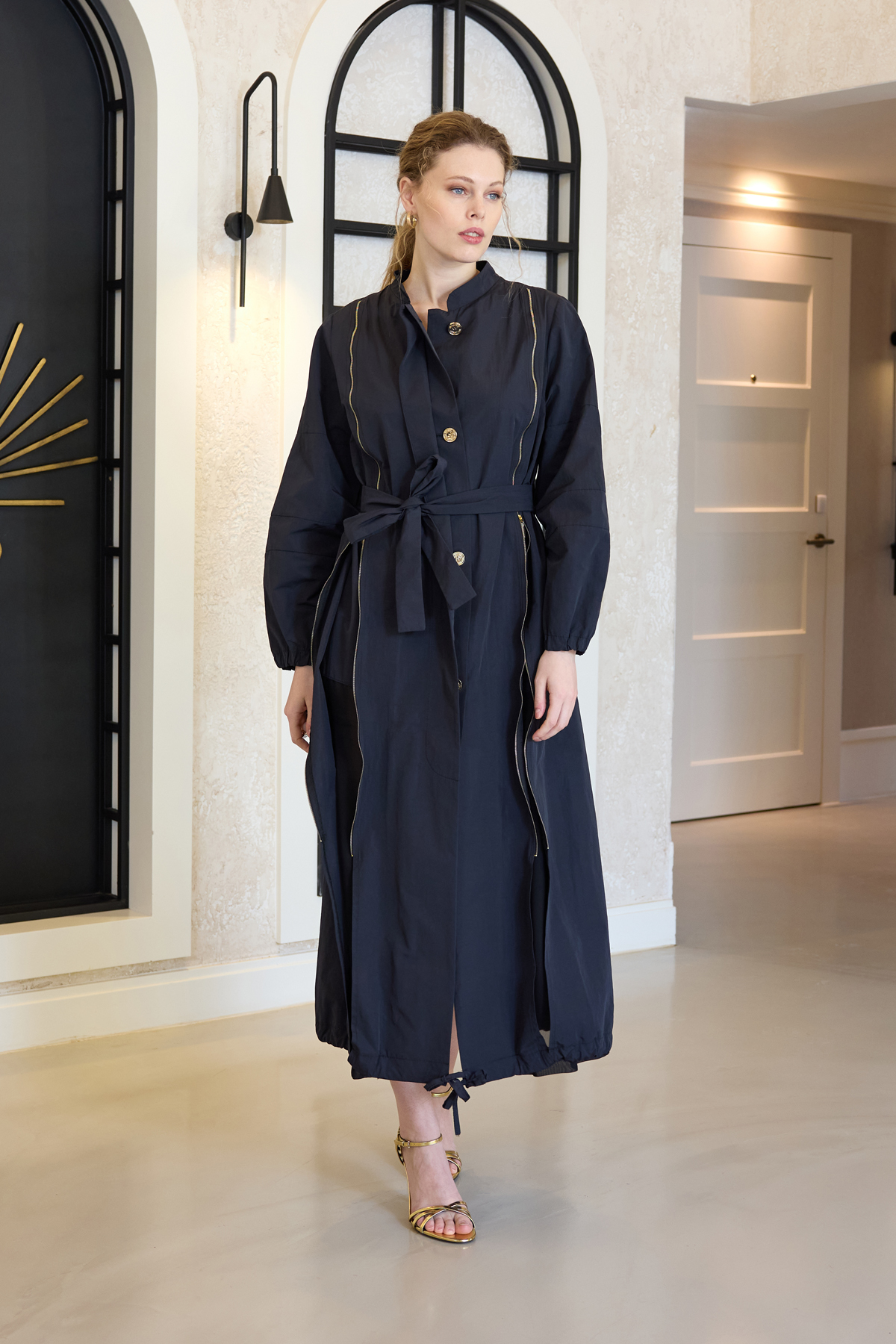 MissWhence 35503 Fermuar Detaylı Trençkot - Siyah