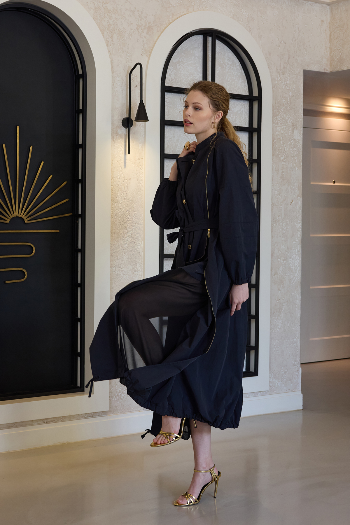MissWhence 35503 Fermuar Detaylı Trençkot - Siyah