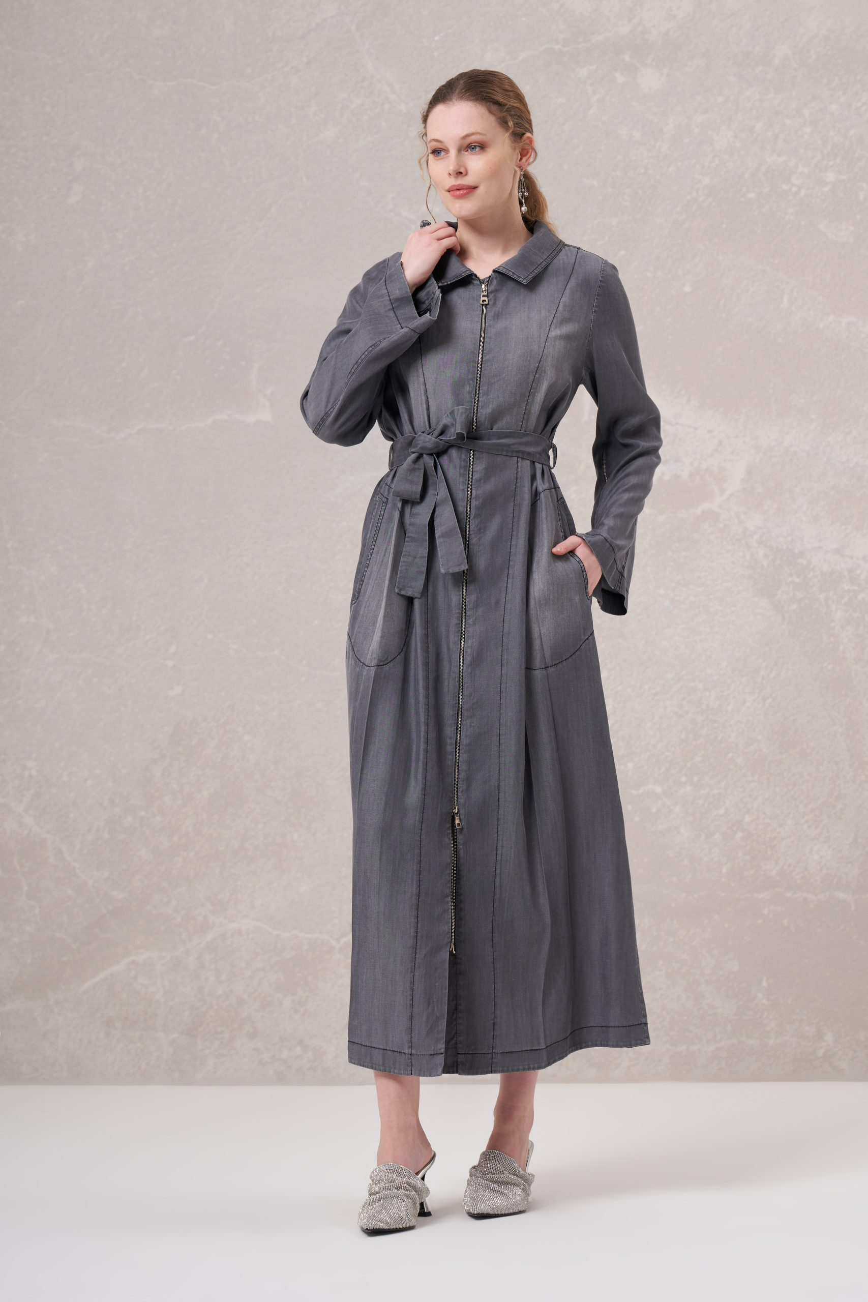MissWhence 35518 Tencel Pardesü - Gri