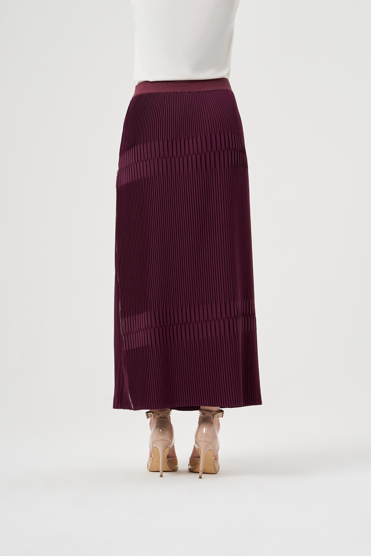 MissWhence 35901 Piliseli Etek - Bordo