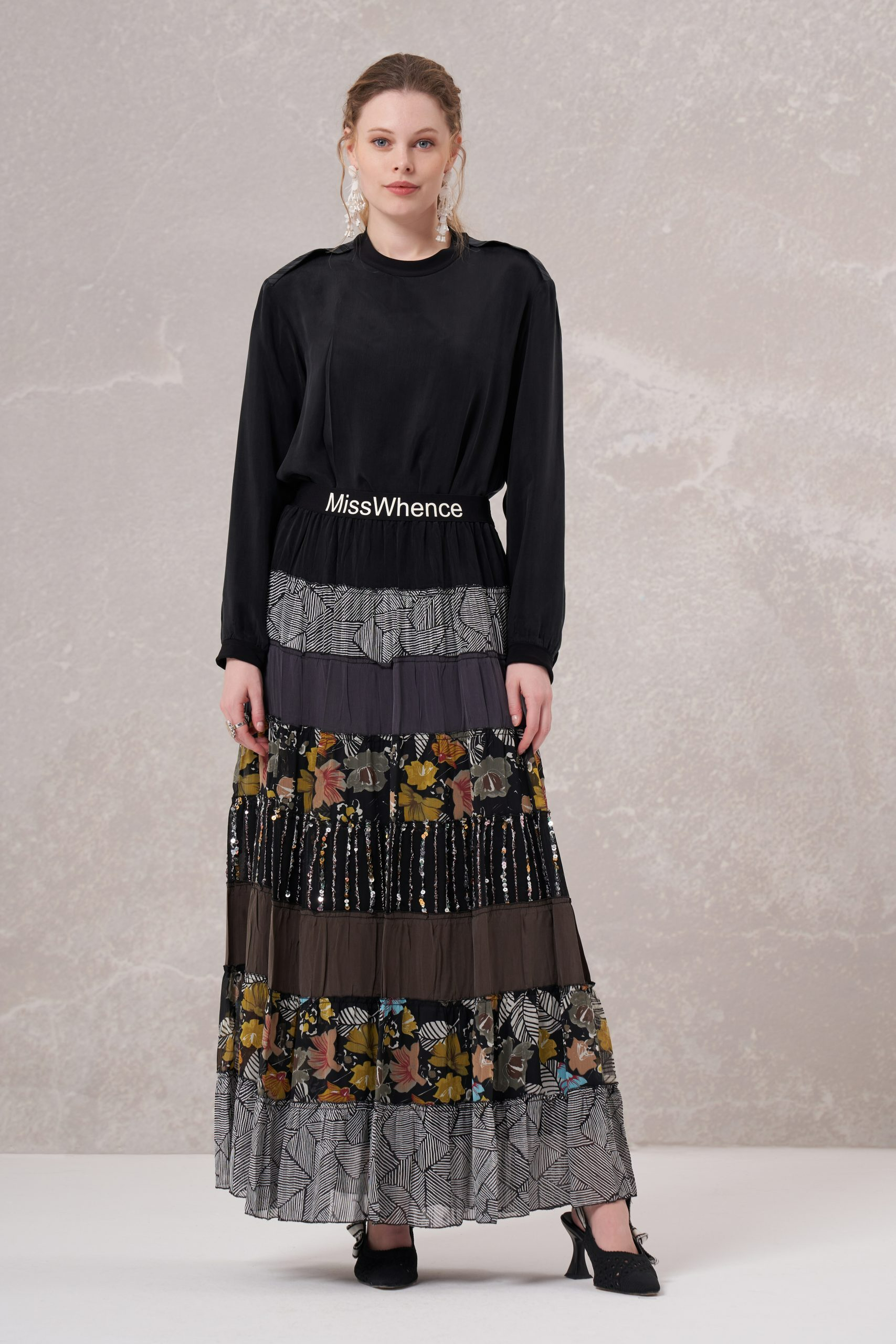 MissWhence 35906 Patchwork Etek - Siyah