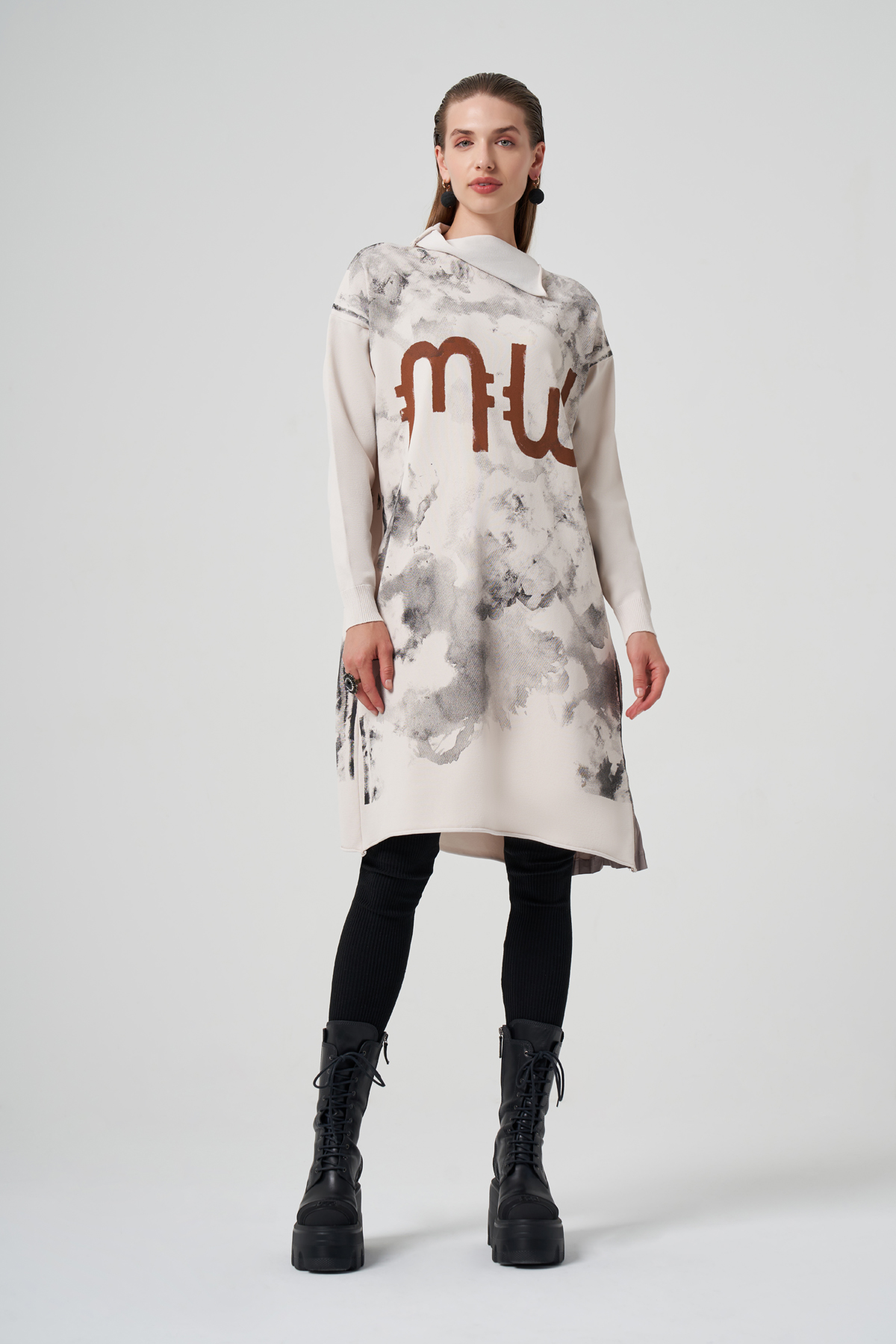 MissWhence 36021 Triko Tunik - Ekru