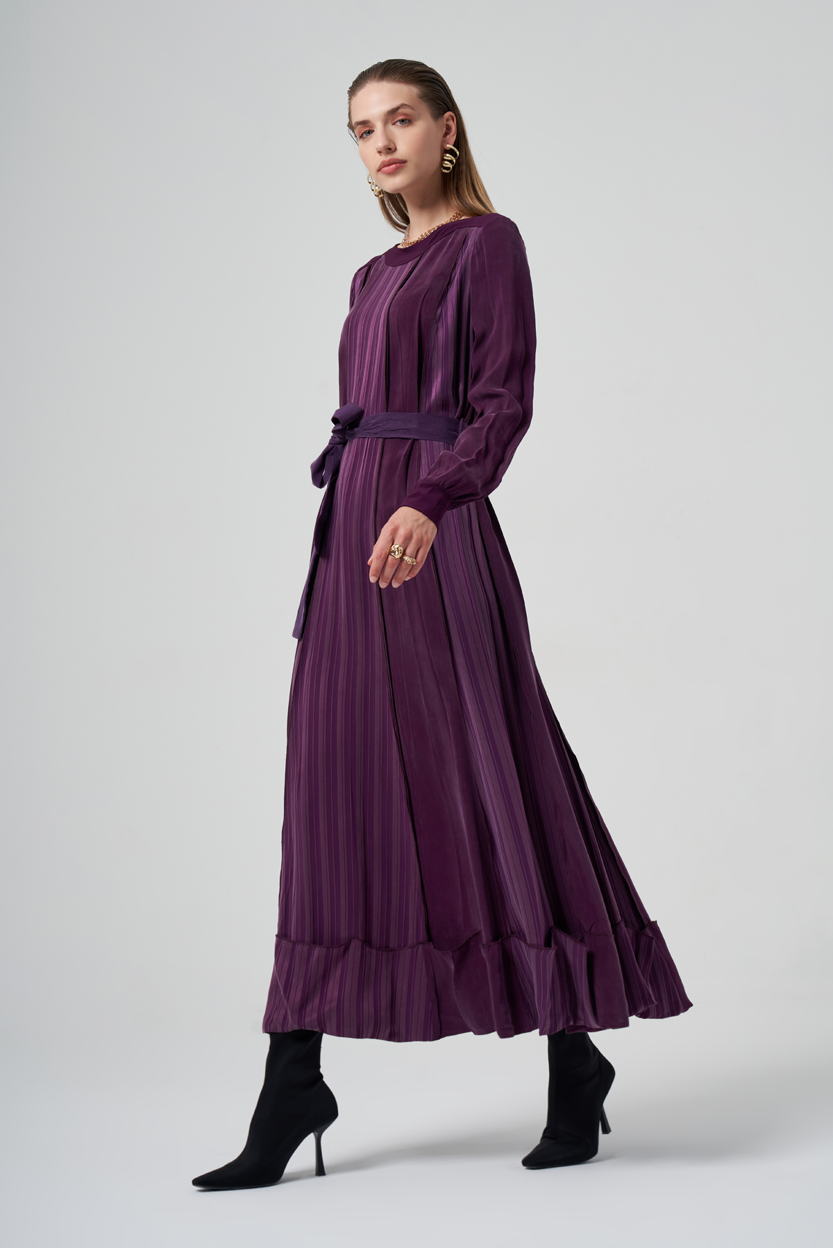 MissWhence 36820 Cupro Elbise - Bordo