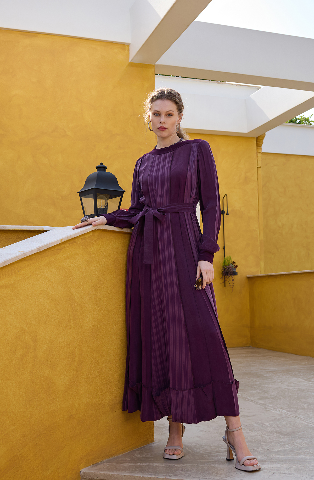 MissWhence 36820 Cupro Elbise - Bordo