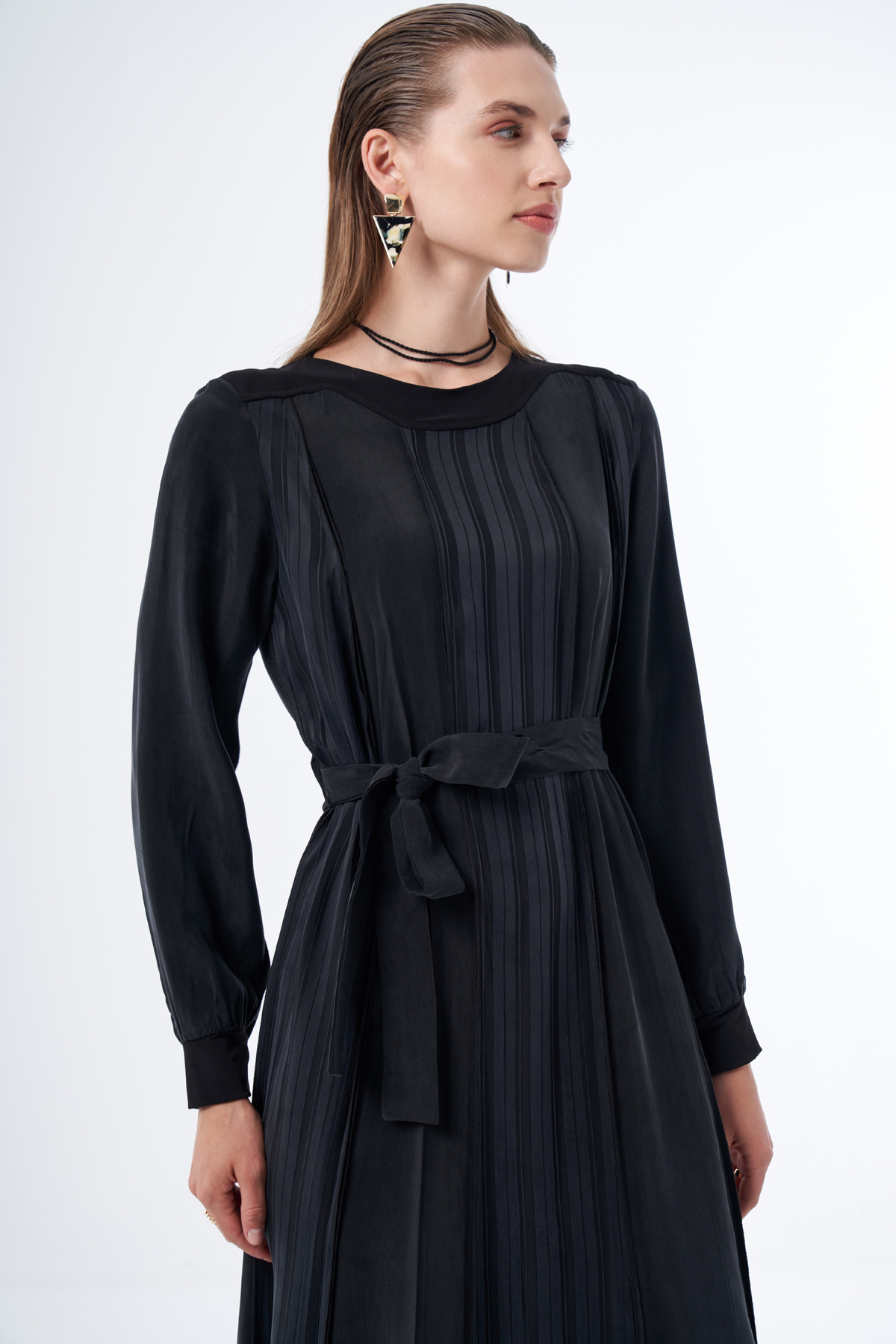 MissWhence 36820 Cupro Elbise - Siyah