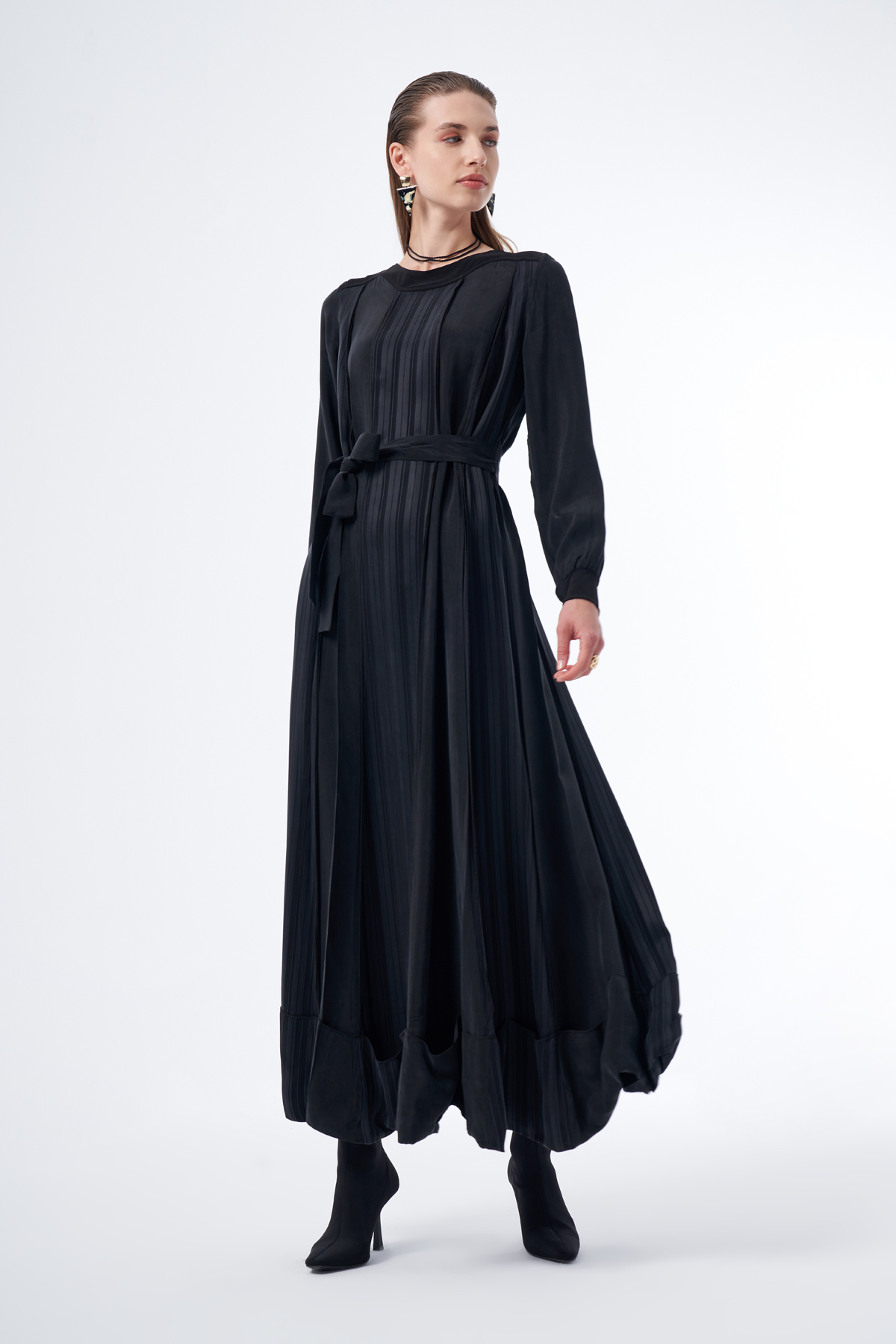 MissWhence 36820 Cupro Elbise - Siyah