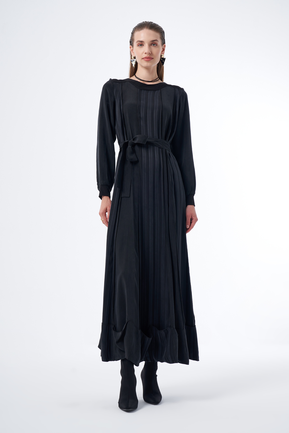 MissWhence 36820 Cupro Elbise - Siyah