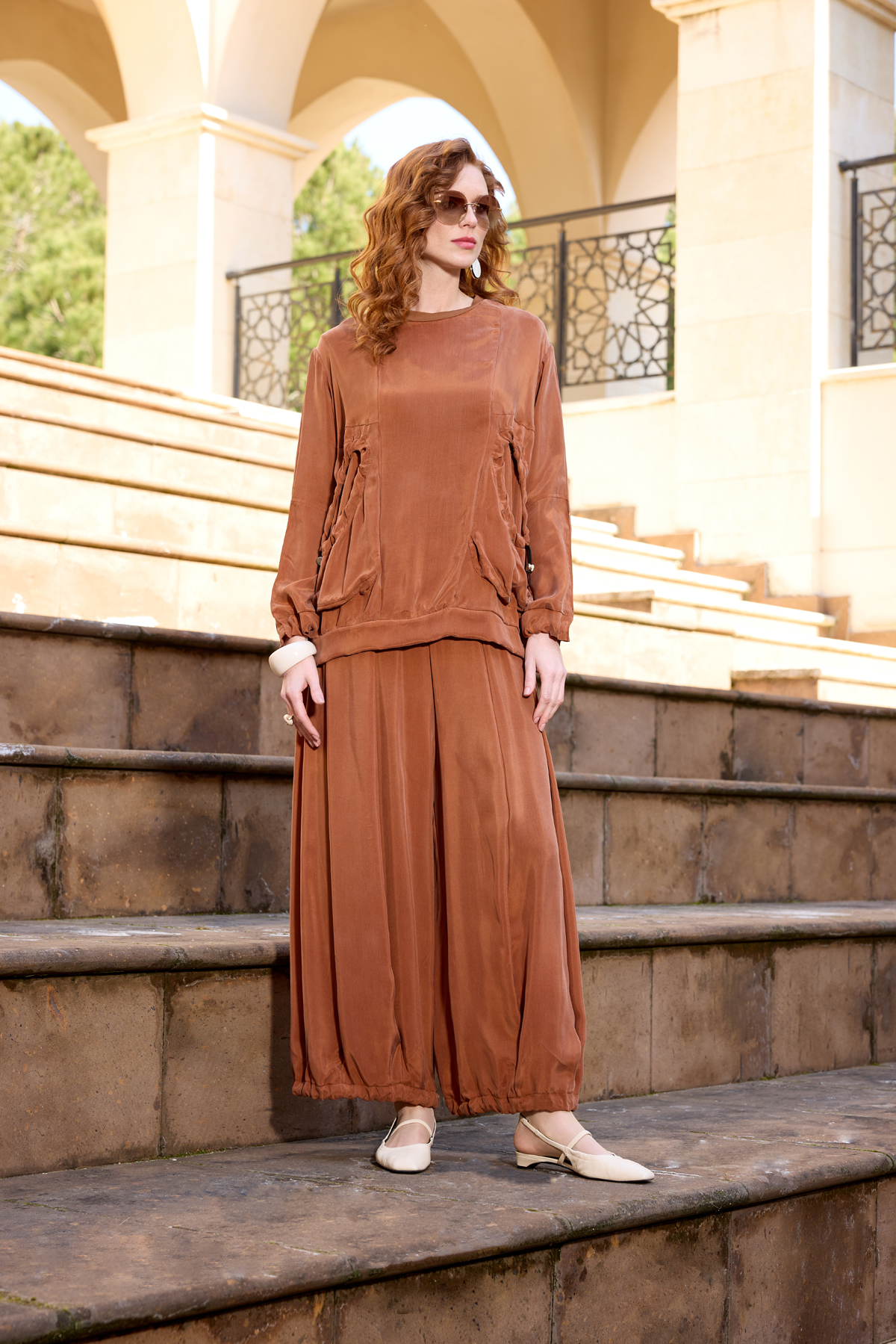 MissWhence 37014 Tunik Takım - Kahverengi