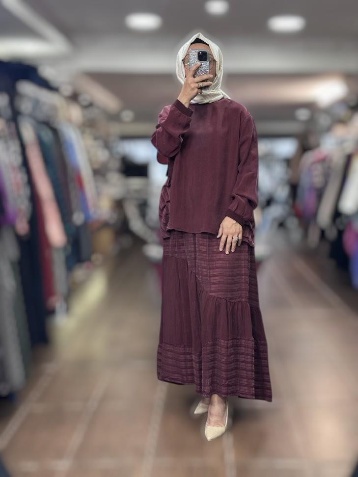 MissWhence 37016 Cupro Etek Takım - Bordo