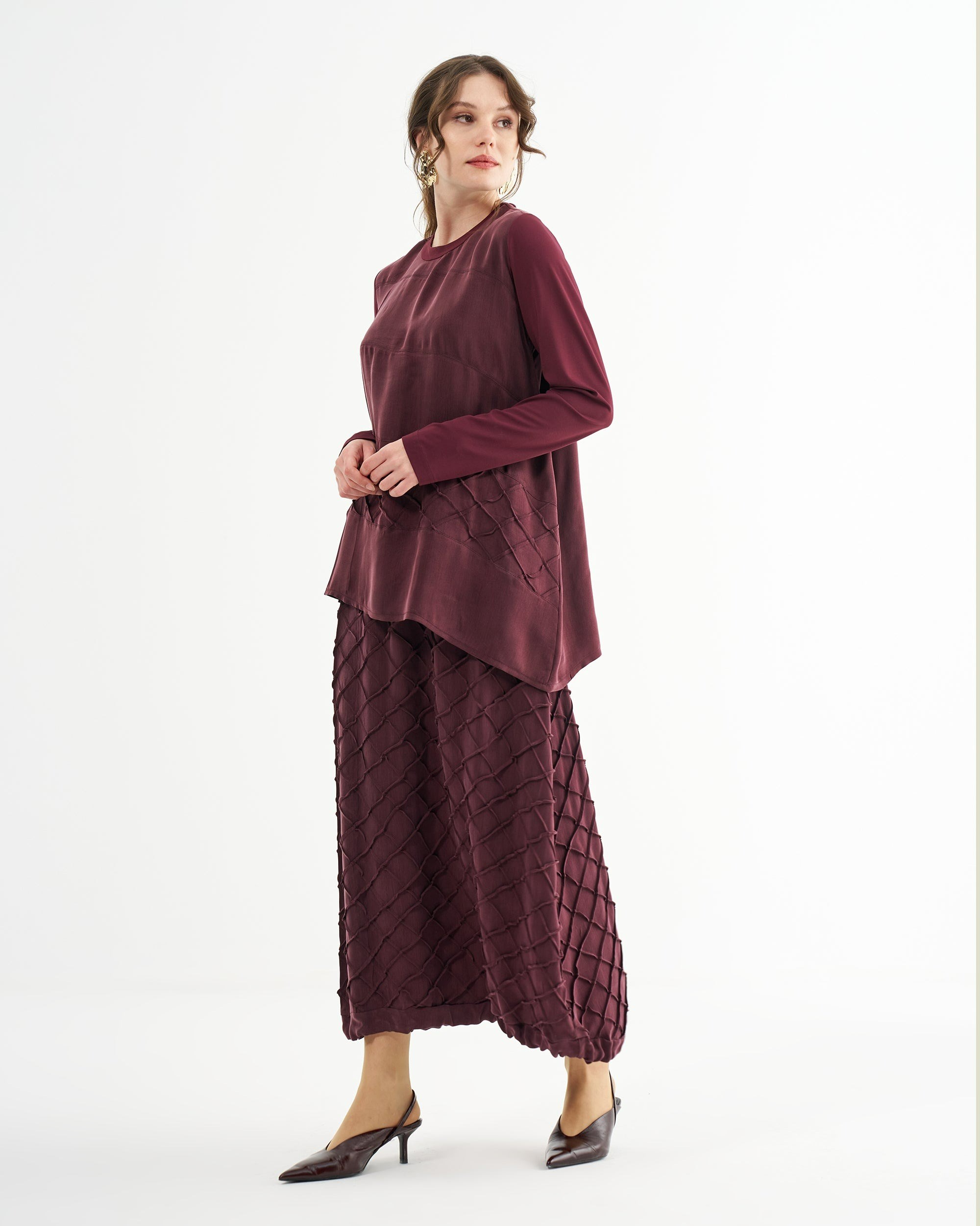 MissWhence 39002 TUNİK TAKIM-BORDO