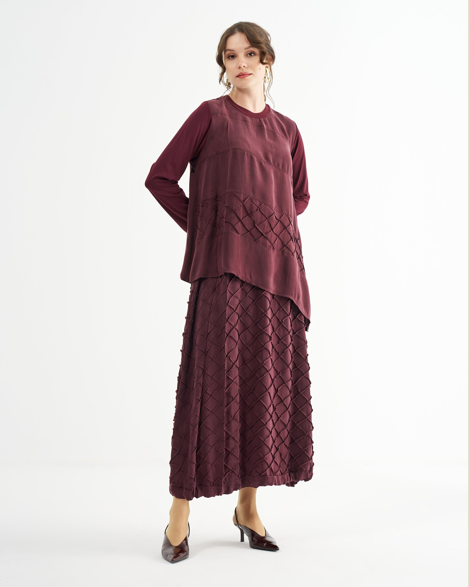 MissWhence 39002 TUNİK TAKIM-BORDO