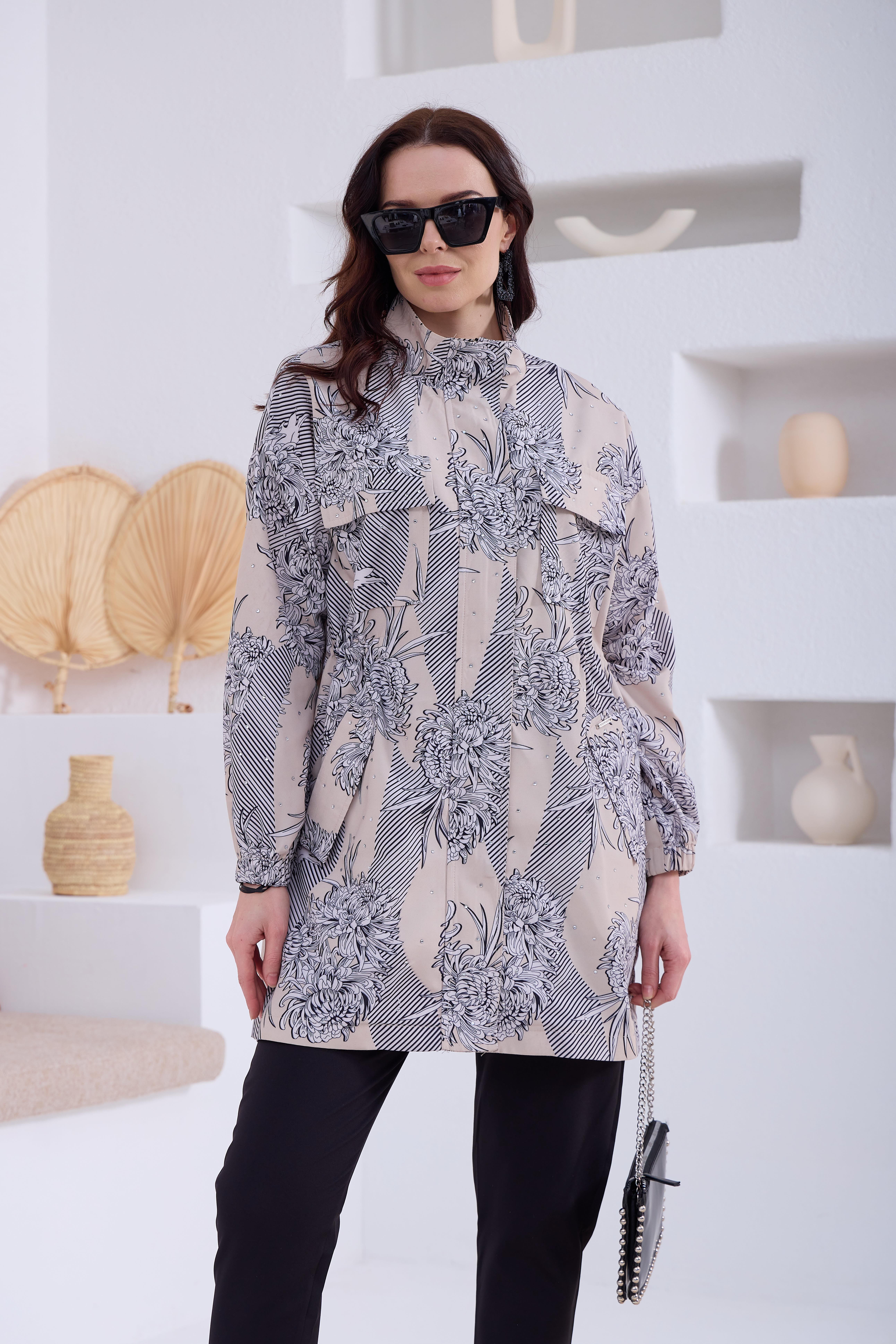 MOODBASIC DESENLİ SERPME TAŞLI TRENCH - BEJ