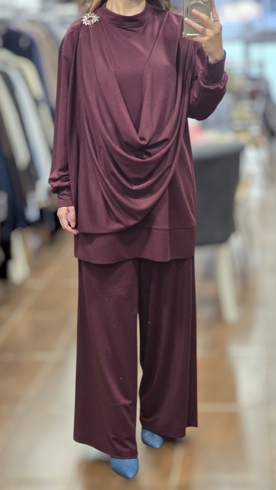 MY312 26S1666 OMUZ AKSESUARLI ÖRME ,PANTOLONLU TAKIM - BORDO