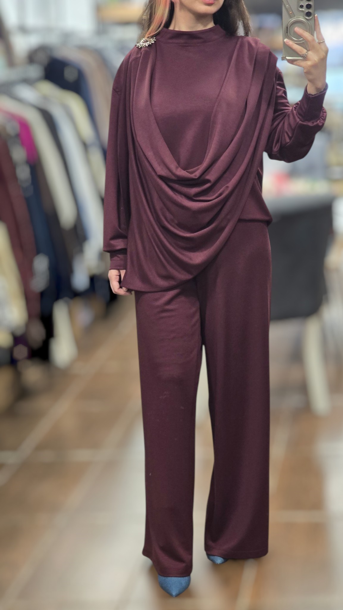 MY312 26S1666 OMUZ AKSESUARLI ÖRME ,PANTOLONLU TAKIM - BORDO