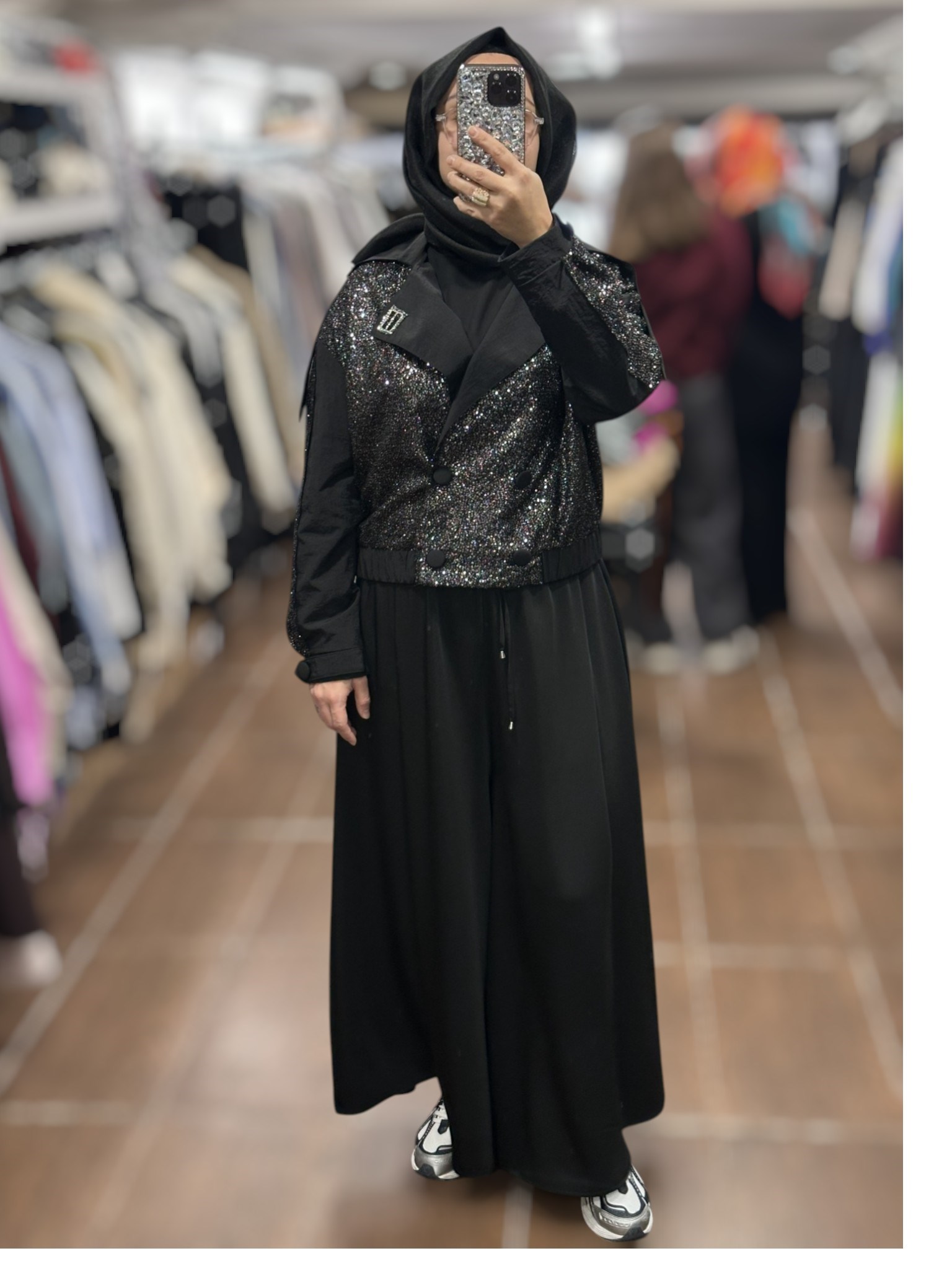 MY312 26S7717 ARKASI BASKILI PAYET CEKET - SİYAH