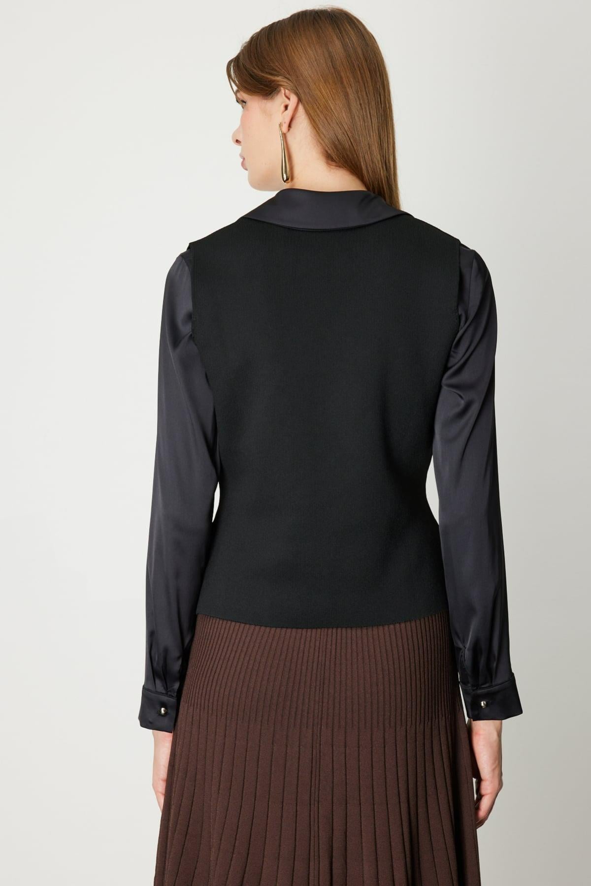 ON FASHION 26K.ON.YLK.66915.01 DÜĞMELİ V YAKA YELEK - SİYAH