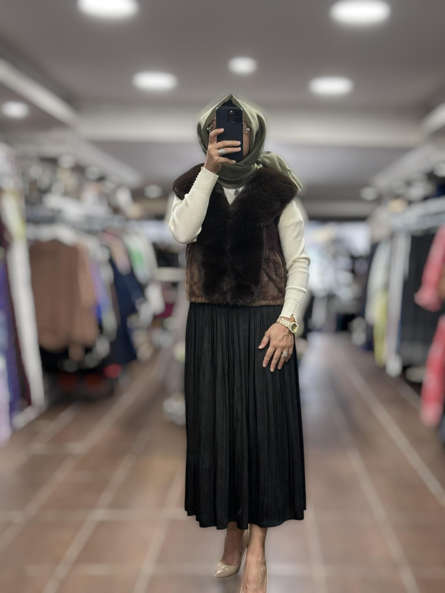 ON FASHION 26K.YLK.60916 KÜRK YELEK - KAHVE