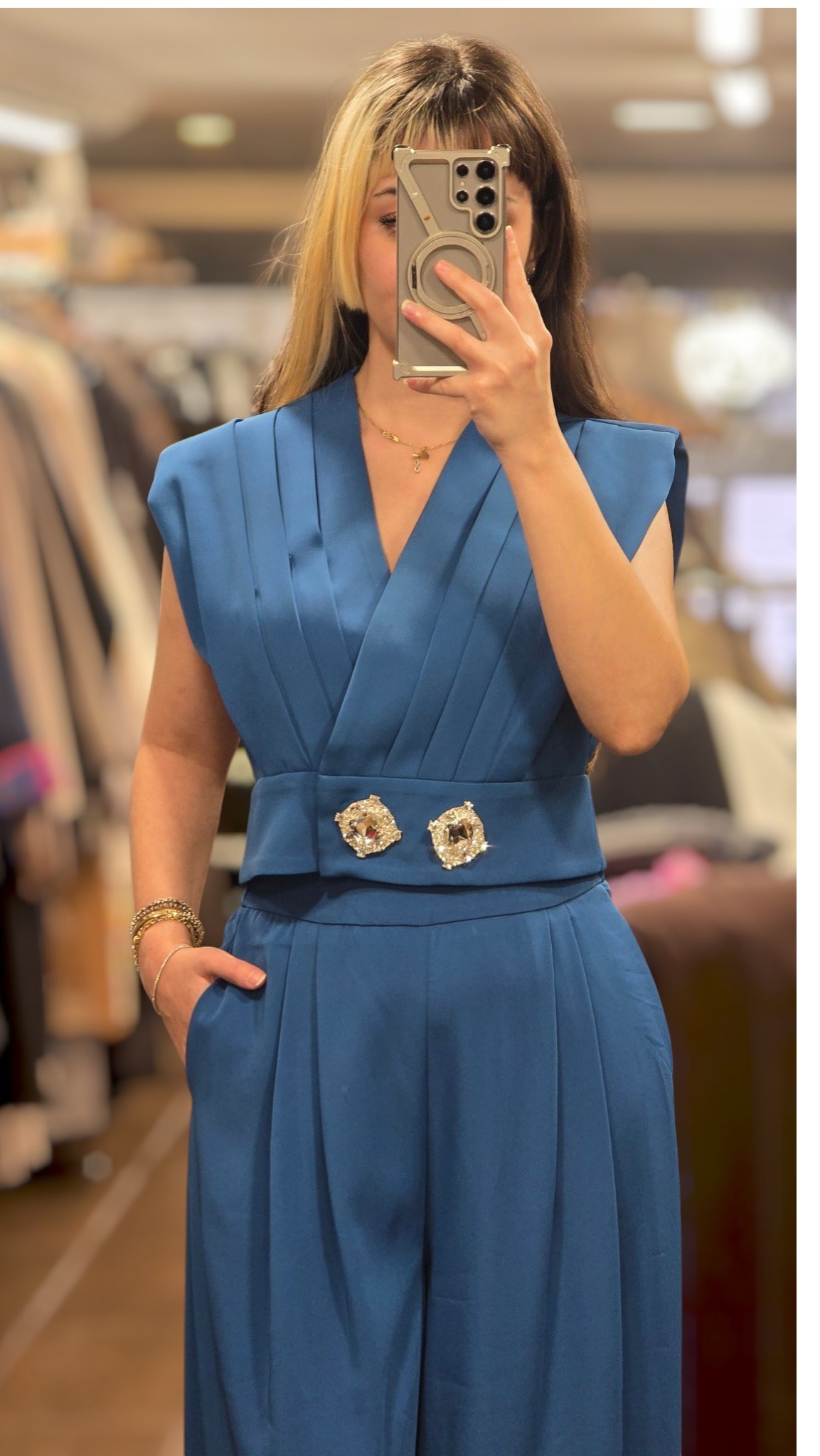 ON FASHION 26Y.ON.BLZ.70300.01 TAŞ DETAYLI BLUZ - MAVİ