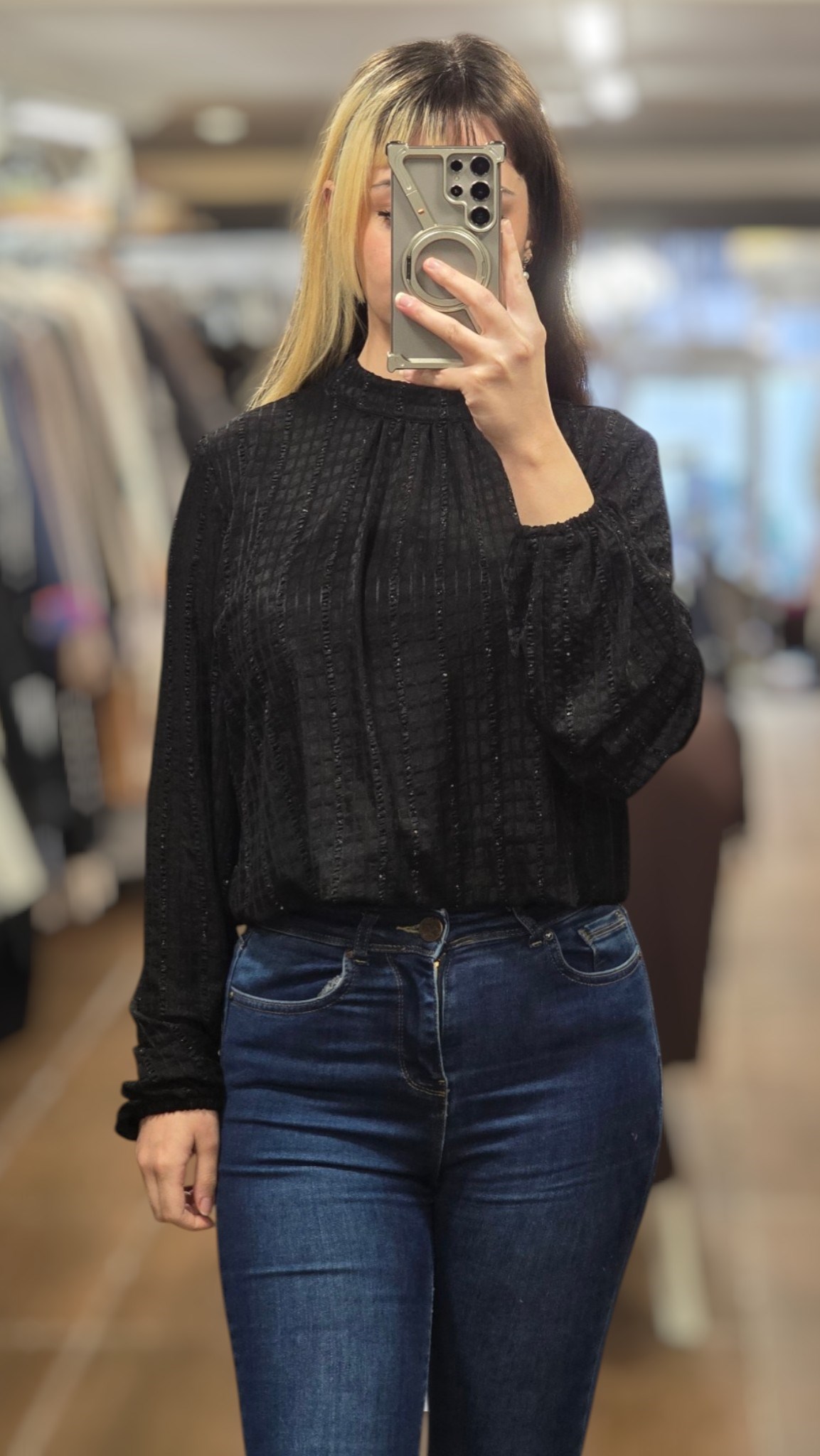 ON FASHION 26Y.ON.BLZ.72349.01 BALON YARIM BALIKÇI UZUN KOL BLUZ - SİYAH 