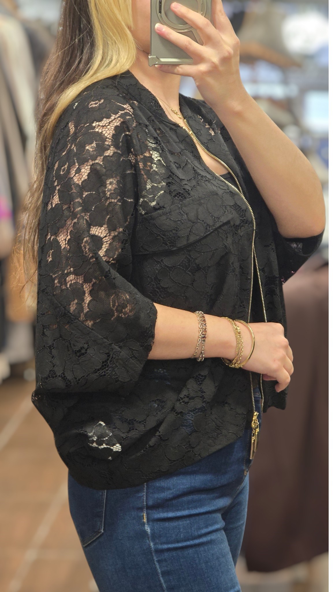 ON FASHION 26Y.ON.CKT.76505.01 DANTELLİ KISA KOL CEKET - SİYAH