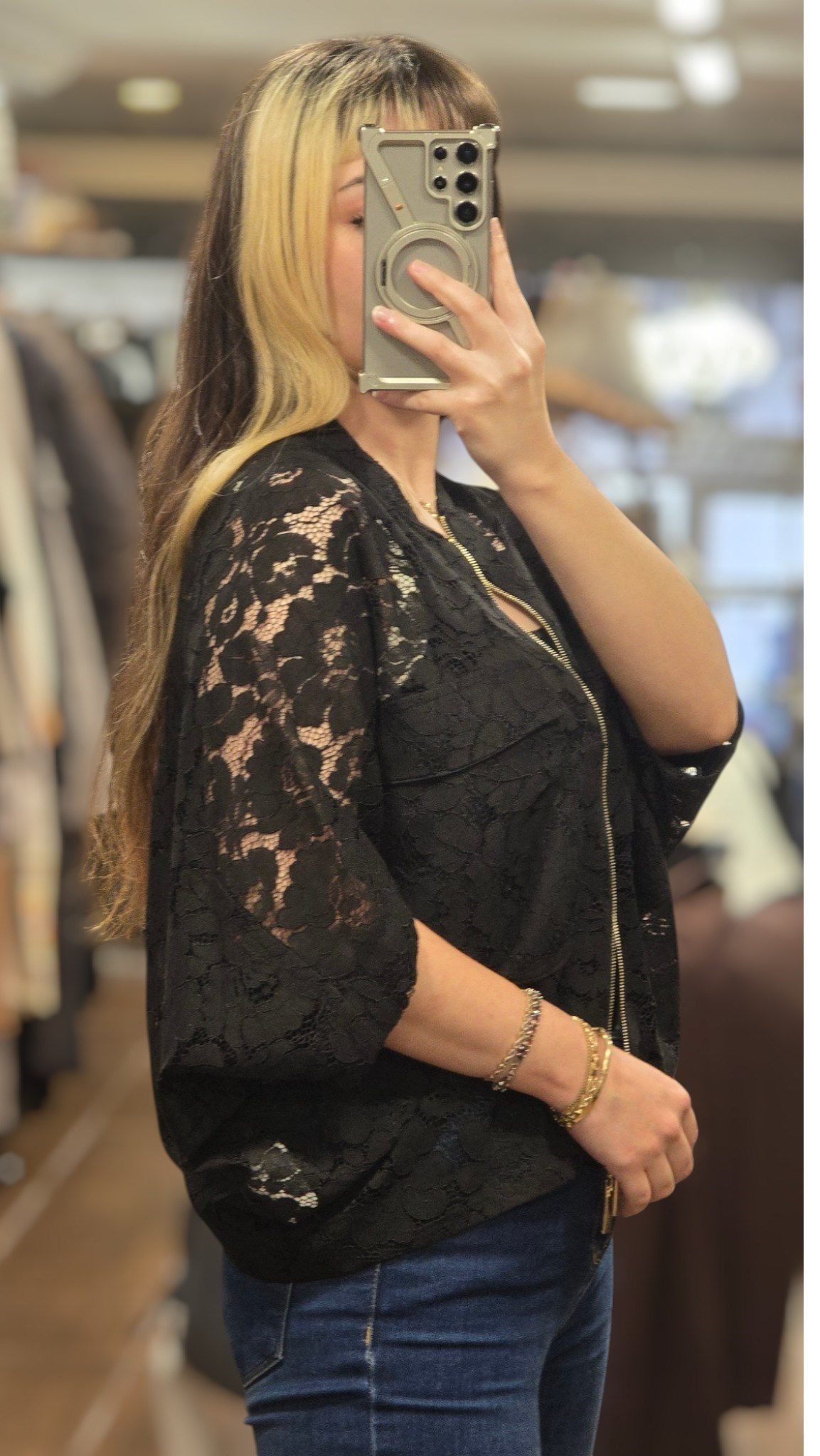 ON FASHION 26Y.ON.CKT.76505.01 DANTELLİ KISA KOL CEKET - SİYAH