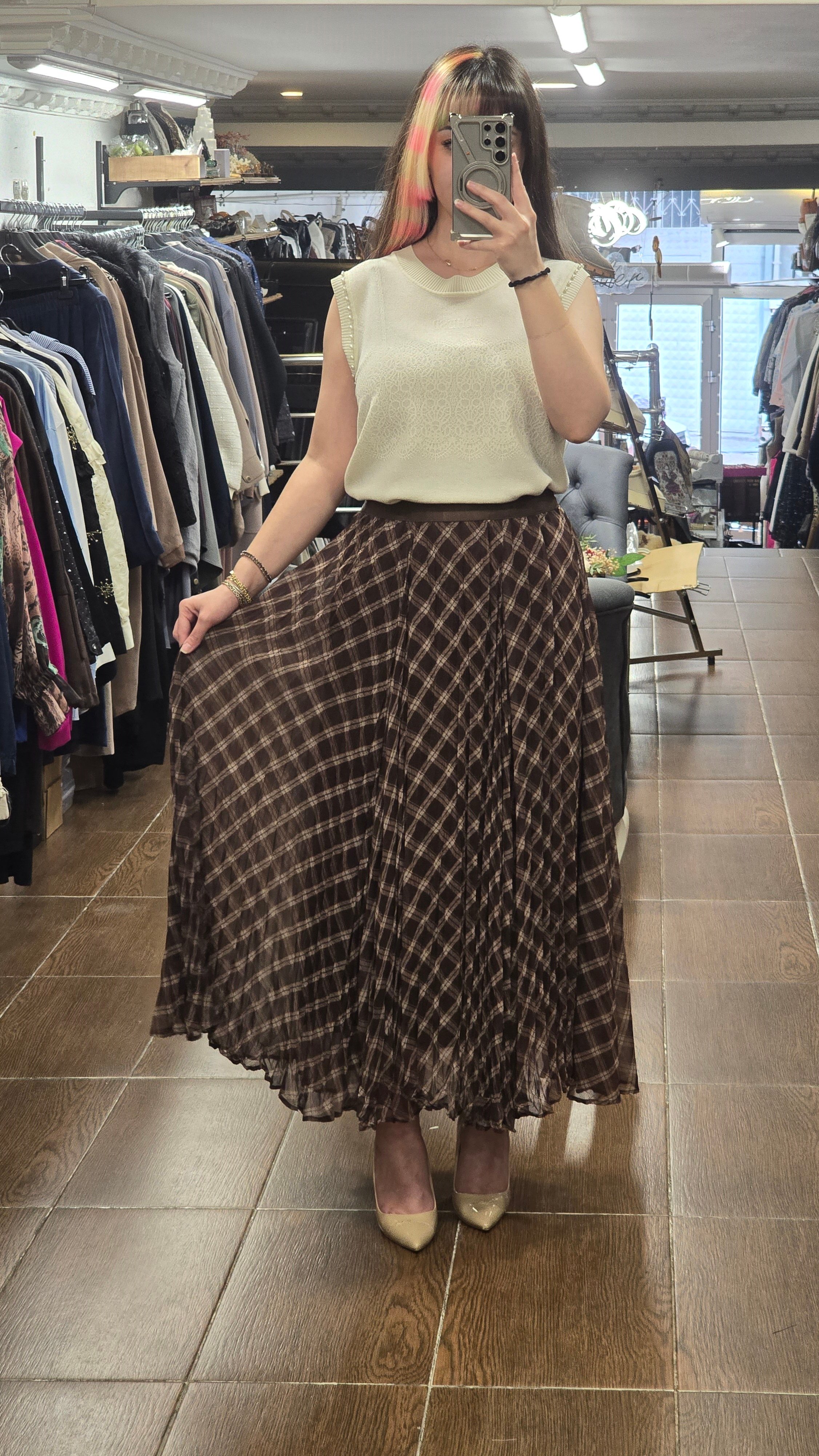 ON FASHION 26Y.ON.ETK.74218.01 BELİ LASTİKLİ MİDİ BOY FIRFIR ETEK-KAHVE