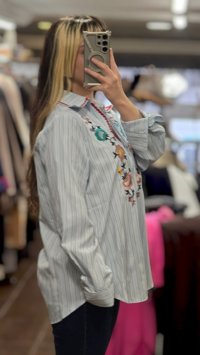 ON FASHION 26Y.ON.GML.70325.01 NAKIŞLI GÖMLEK - MAVİ