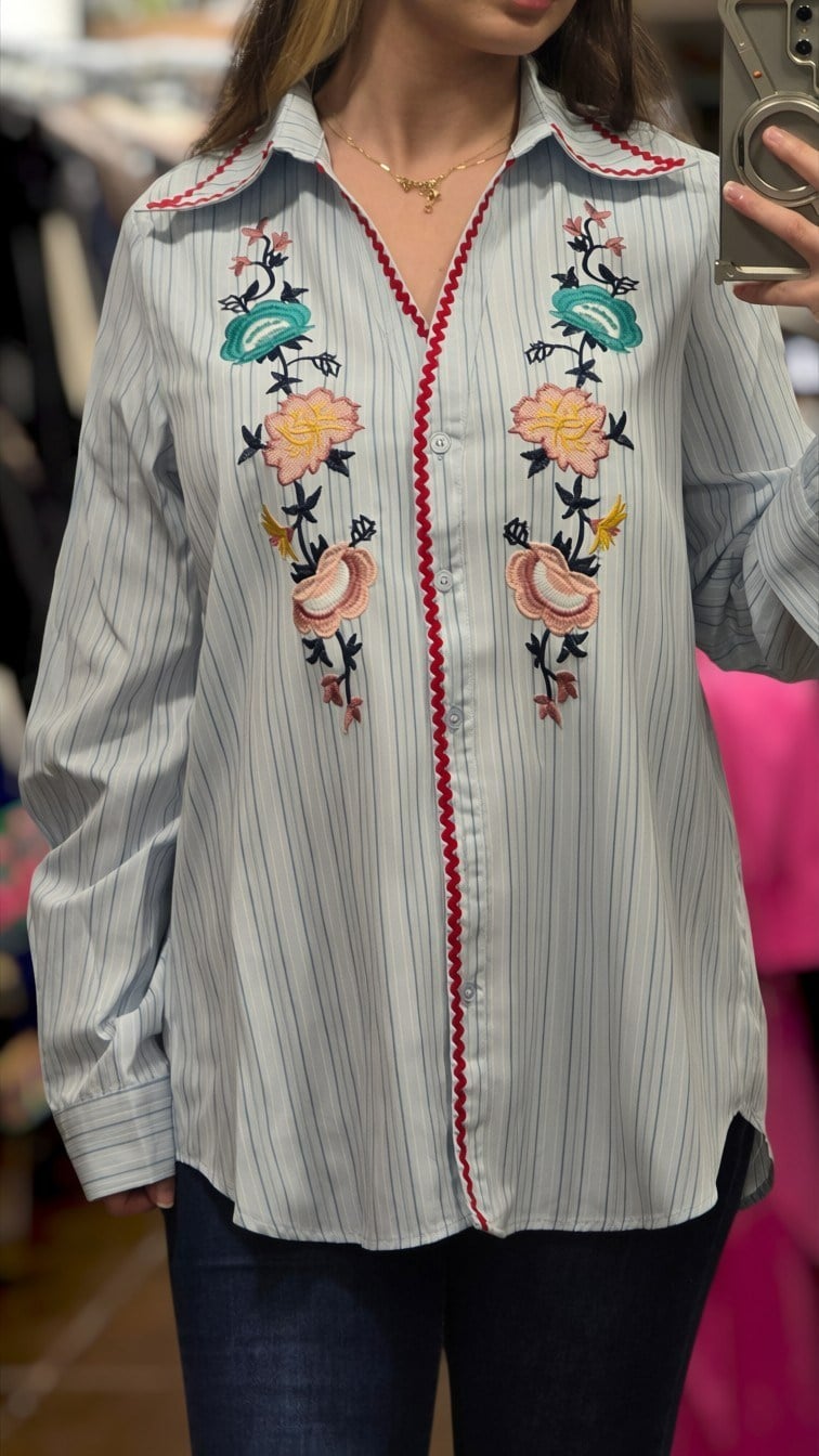 ON FASHION 26Y.ON.GML.70325.01 NAKIŞLI GÖMLEK - MAVİ