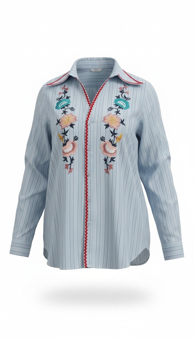 ON FASHION 26Y.ON.GML.70325.01 NAKIŞLI GÖMLEK - MAVİ