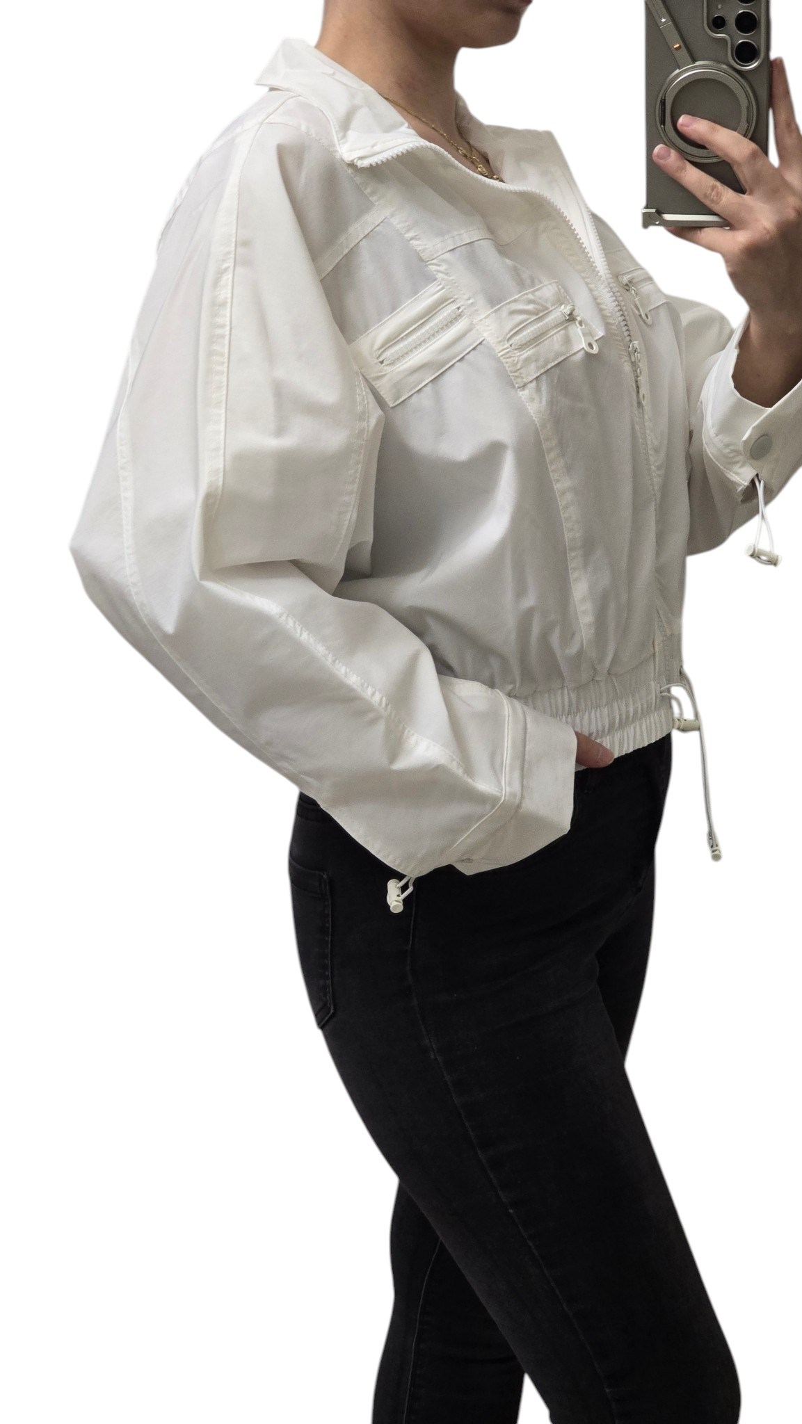 ON FASHION 26Y.ON.MNT.76707.01 BELİ LASTİKLİ PARAŞÜT KUMAŞ CEKET - EKRU