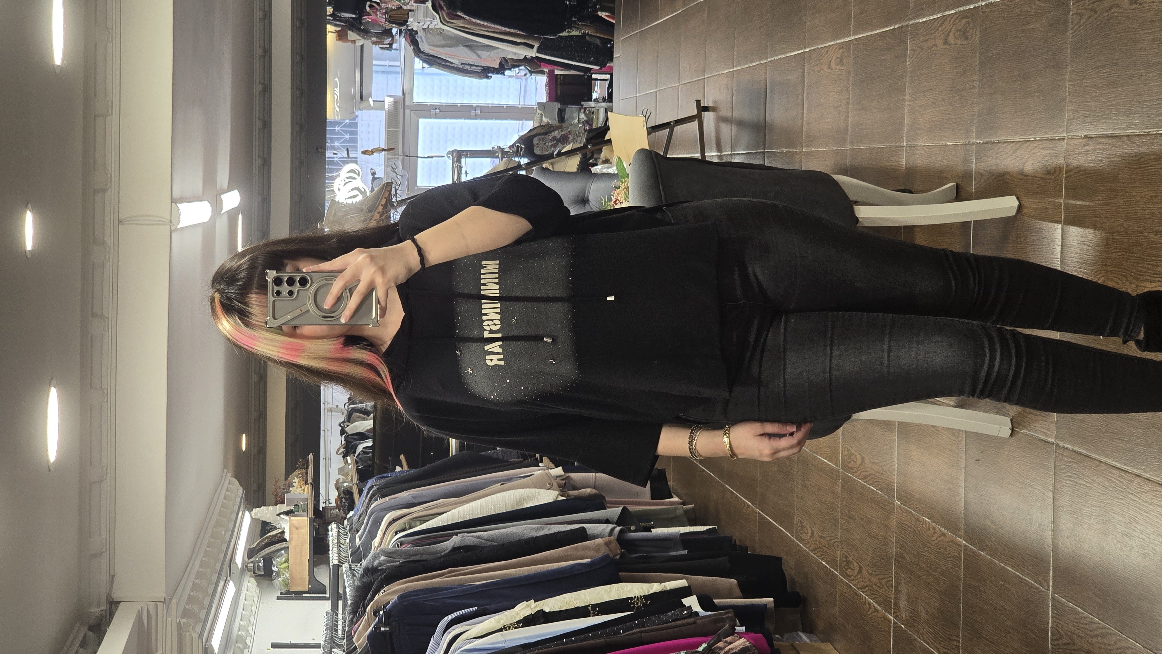 ON FASHION 26Y.ON.SWT.76322.01 BASKILI KAPŞONLU YARIM KOL SWEAT-SİYAH