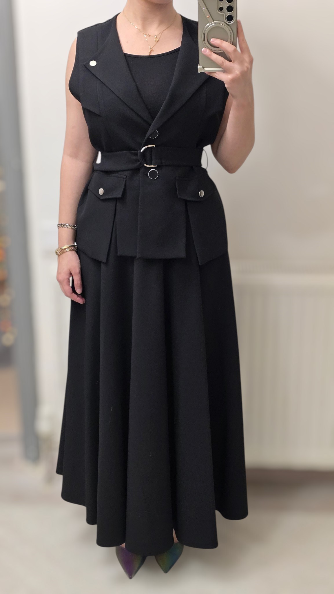ON FASHION 26Y.ON.YLK.78908.01 CEP KAPAKLI KEMERLİ YELEK- SİYAH