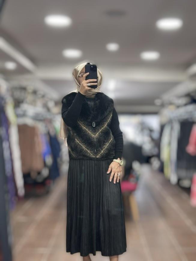 ON FASHION 6K.ON.YLK.60915 2802 KÜRK YELEK - SİYAH