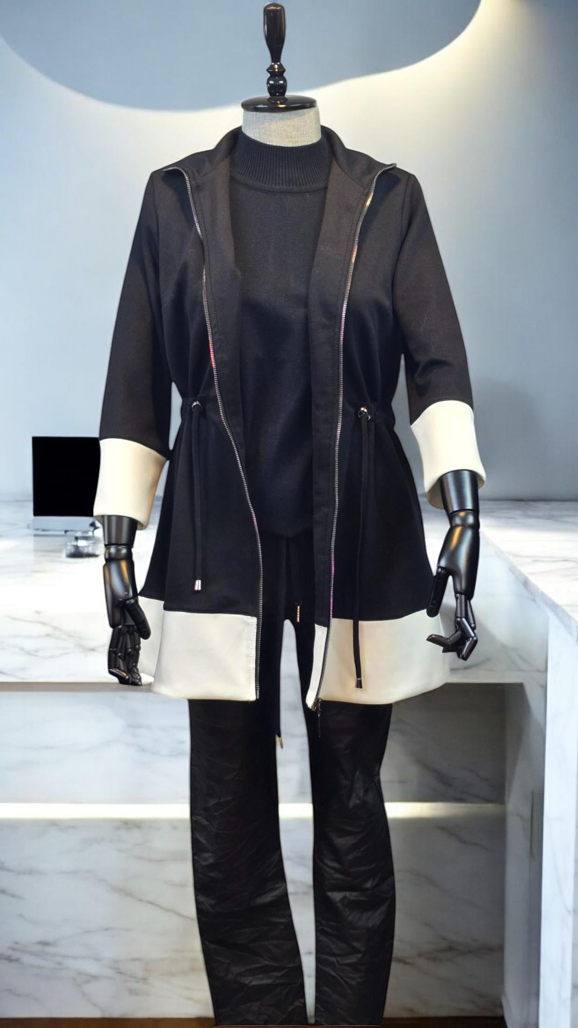 ON FASHION BELİ BAĞCIKLI DİK YAKA CEKET - SİYAH
