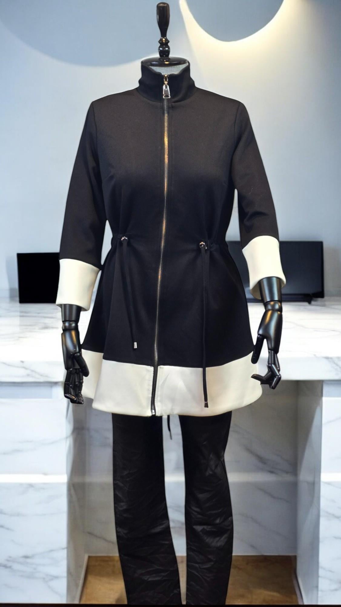 ON FASHION BELİ BAĞCIKLI DİK YAKA CEKET - SİYAH