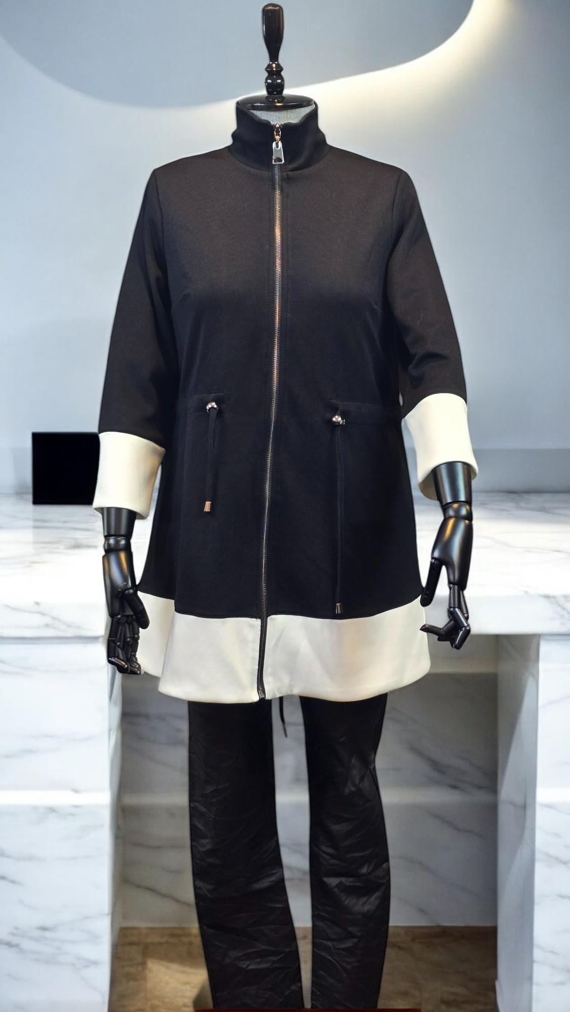 ON FASHION BELİ BAĞCIKLI DİK YAKA CEKET - SİYAH