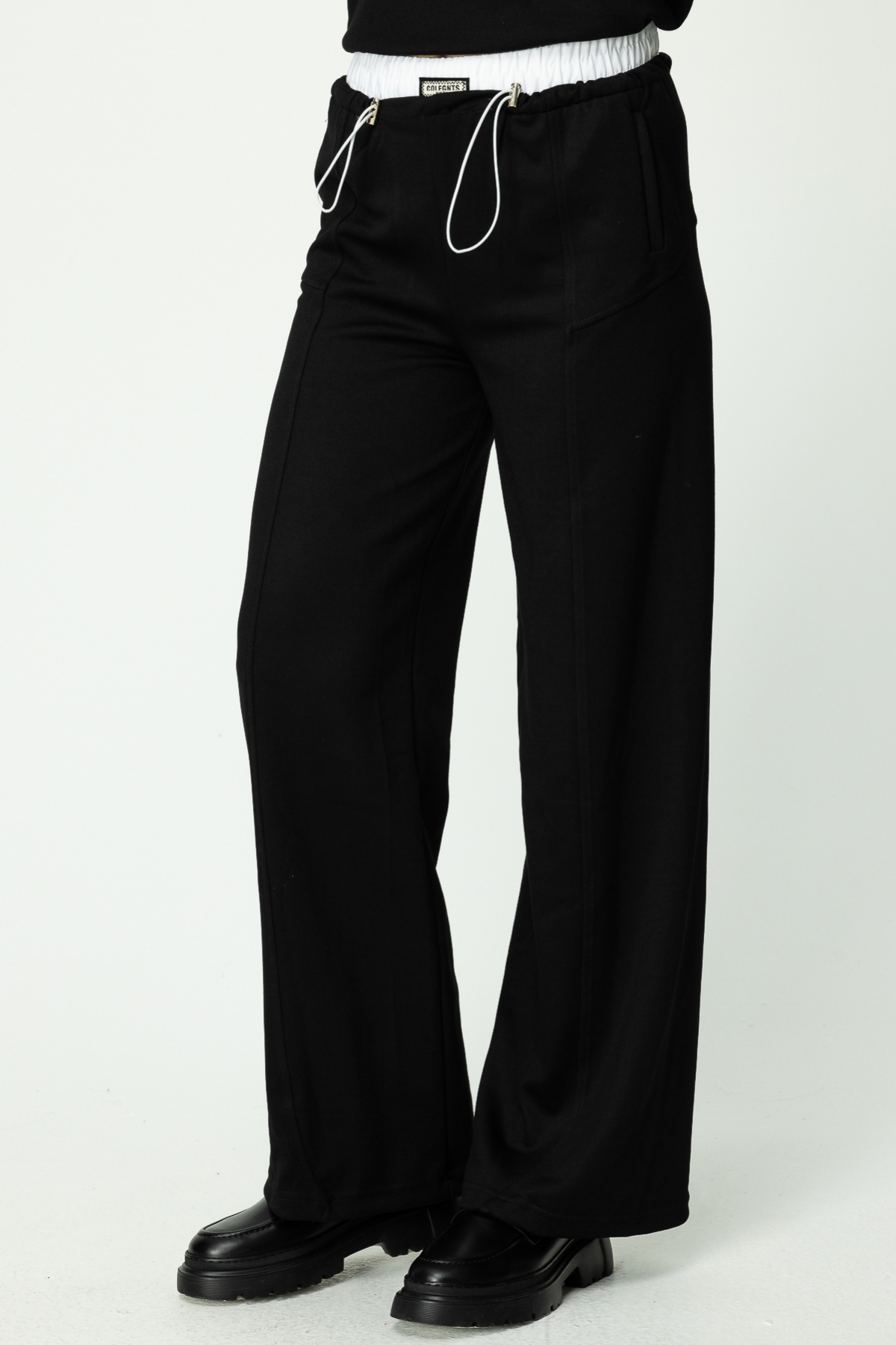 ON FASHION Beli Lastikli Detaylı Pantolon - Siyah