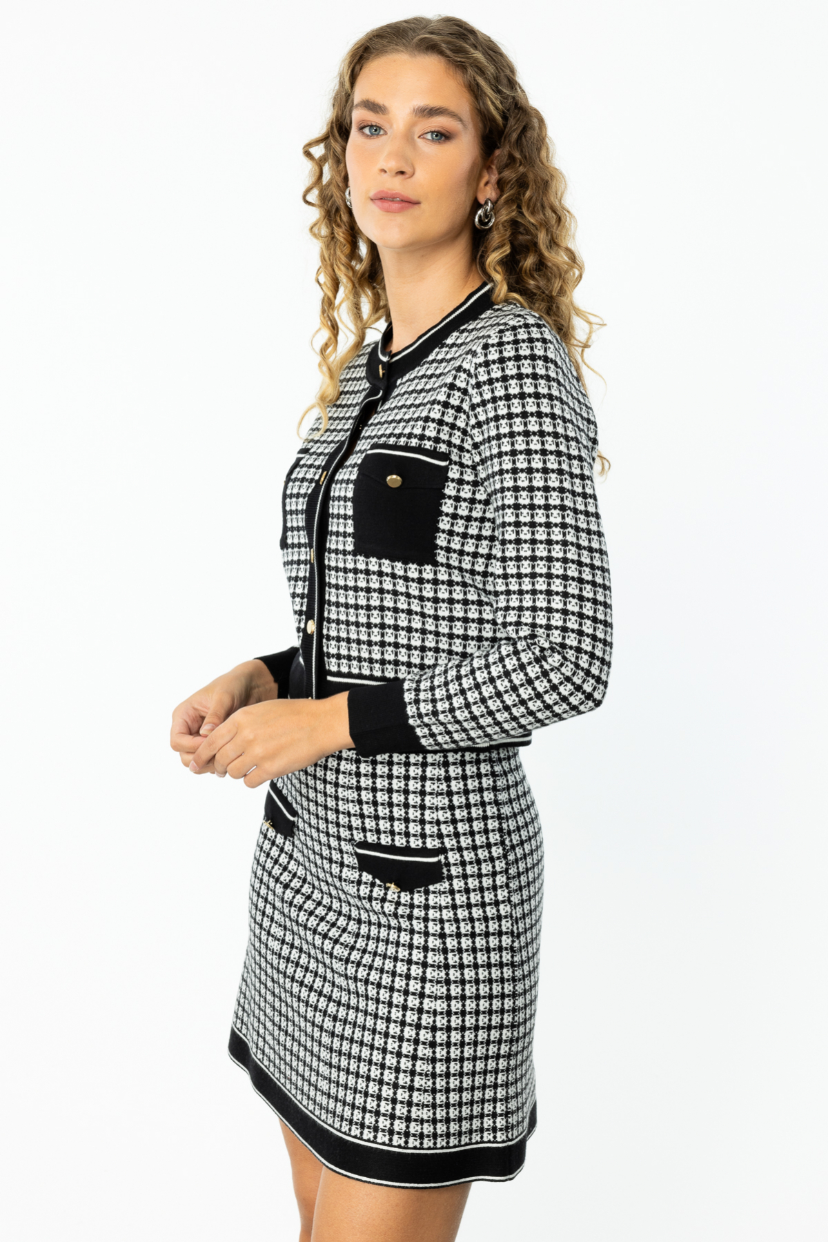 ON FASHION Cepli Desenli Hırka - Siyah