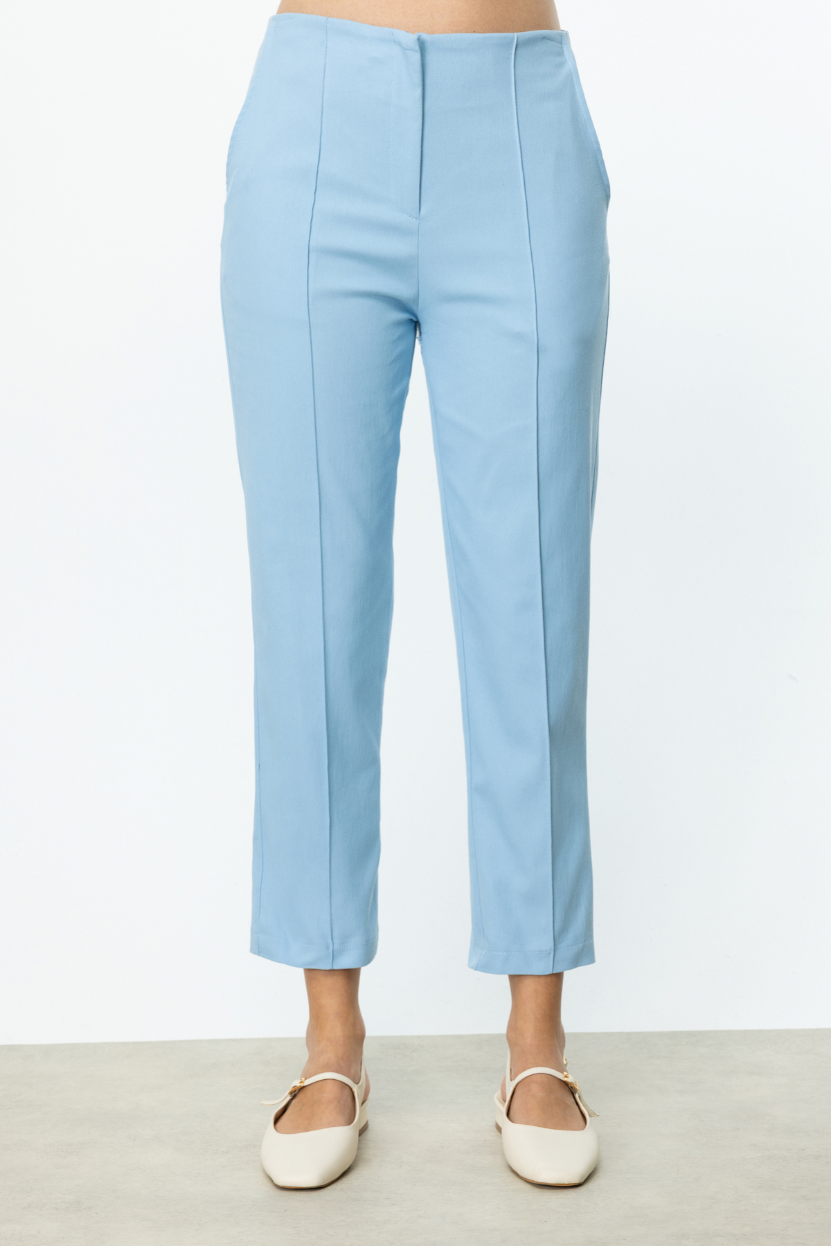 ON FASHION ÇİMALI DAR PANTOLON - MAVİ