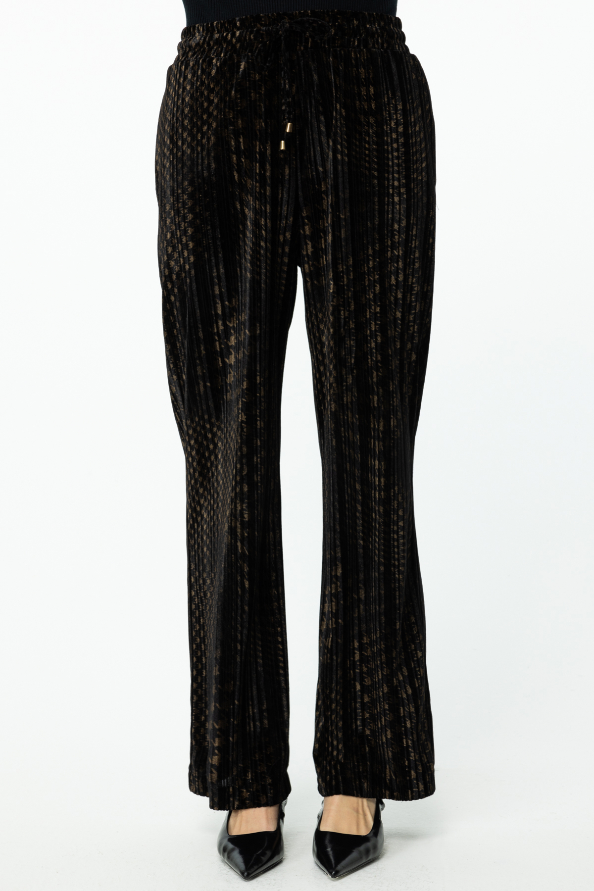 ON FASHION KADİFE KUMAŞ BELİ LASTİKLİ PANTOLON - KAHVE