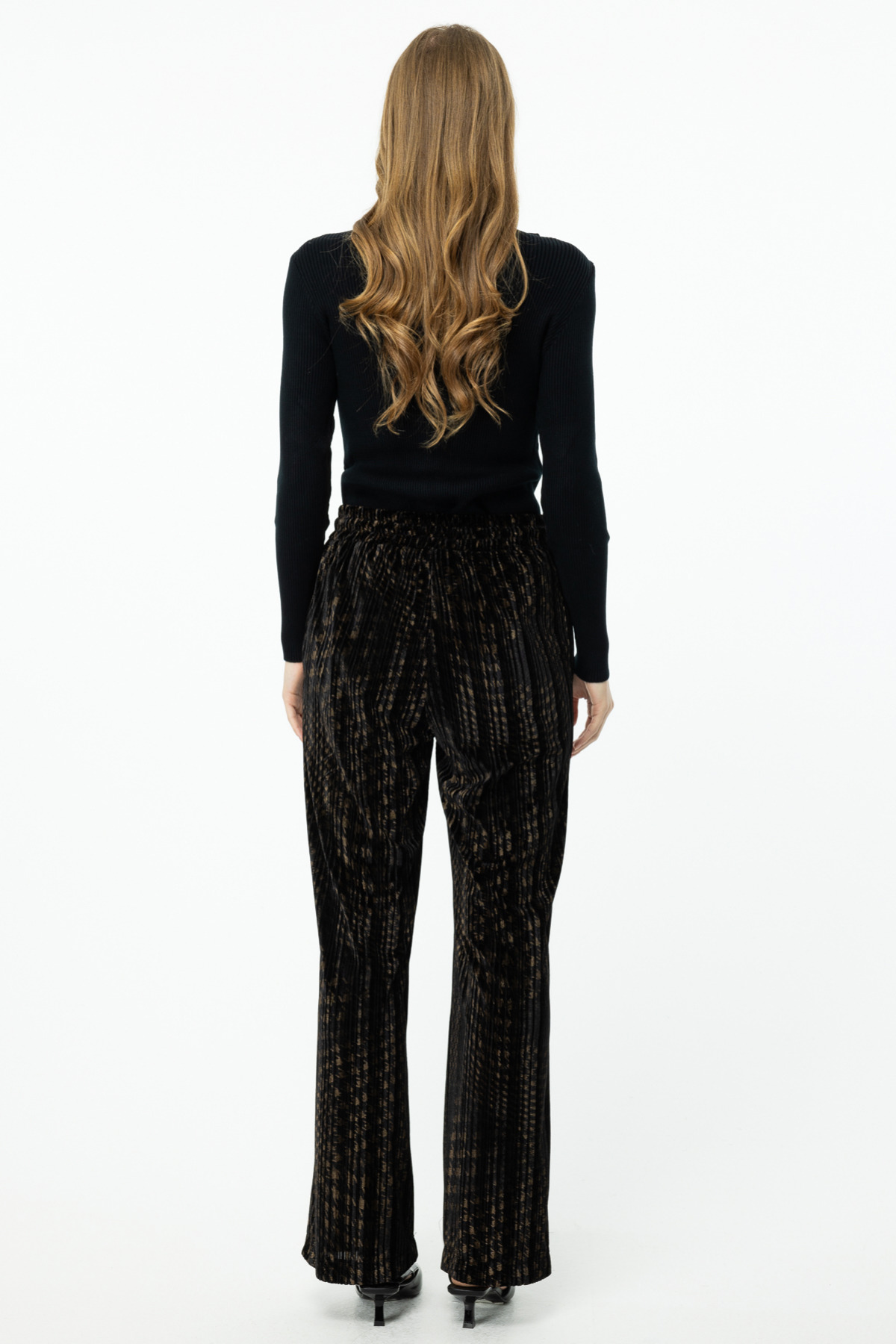 ON FASHION KADİFE KUMAŞ BELİ LASTİKLİ PANTOLON - KAHVE