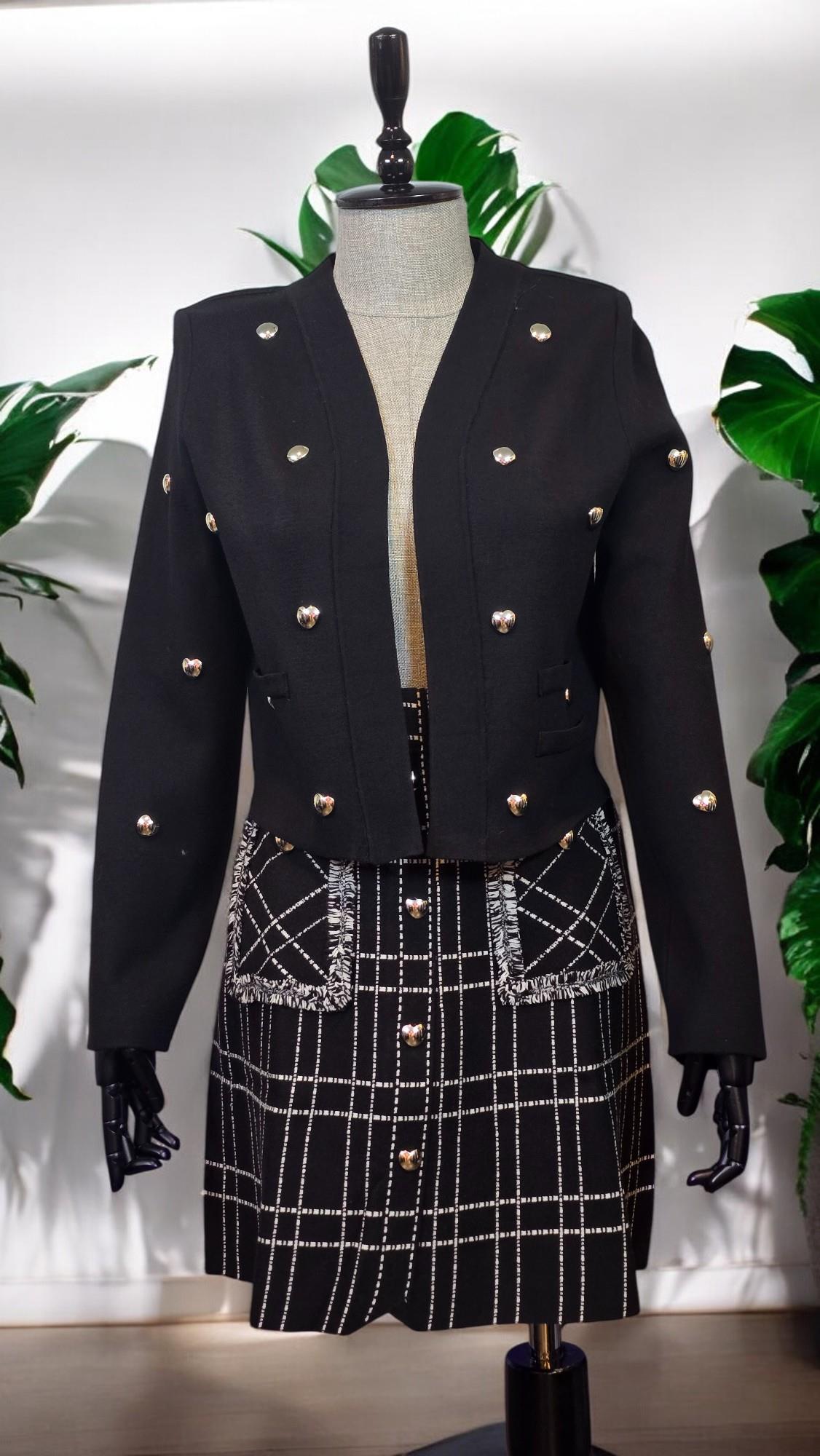 ON FASHION Kalpli Zımba Detaylı Triko Hırka - Siyah