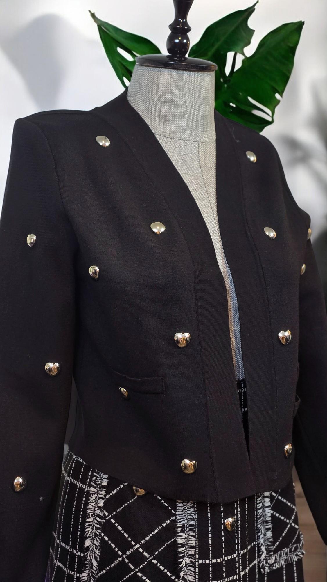 ON FASHION Kalpli Zımba Detaylı Triko Hırka - Siyah