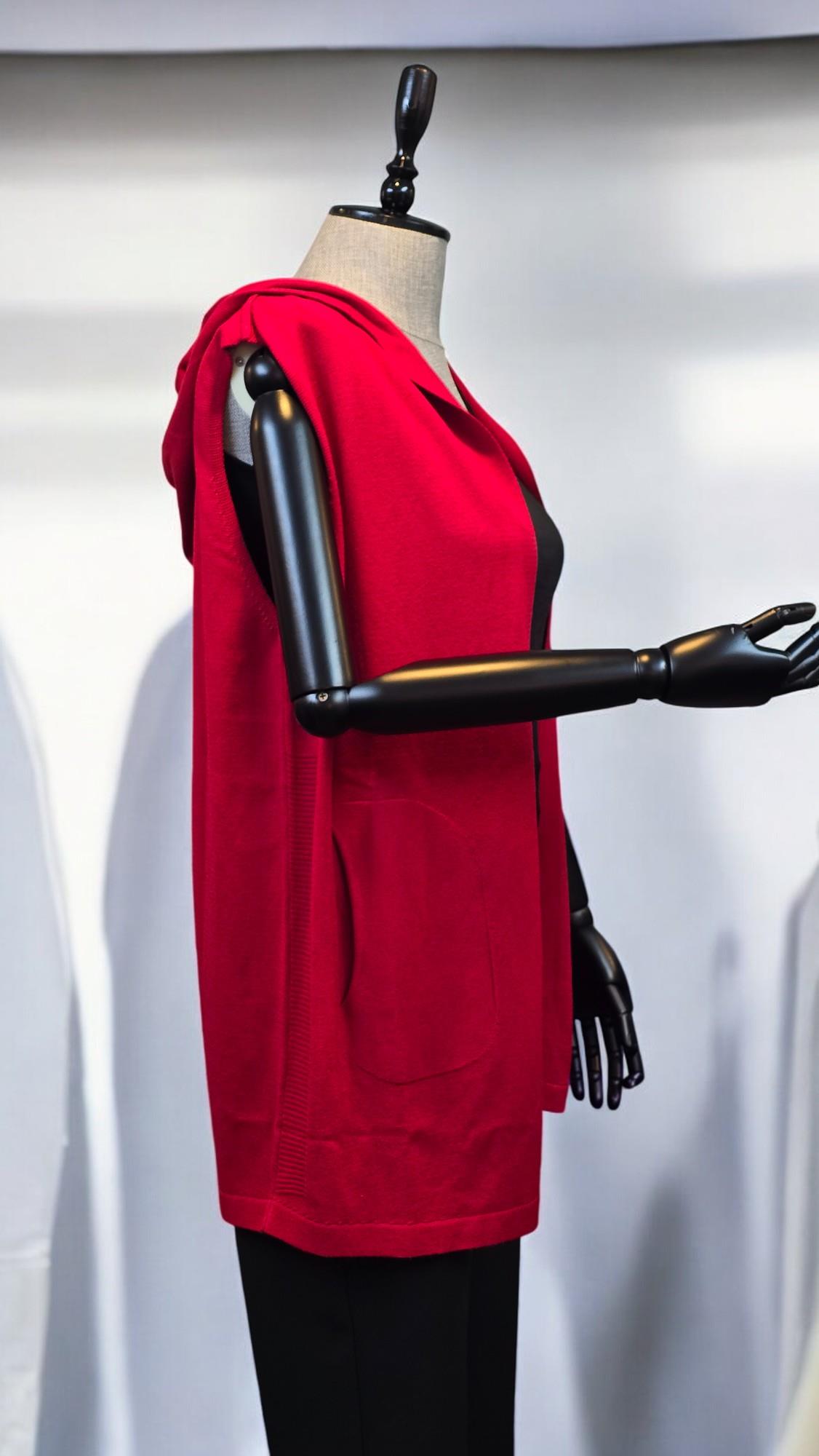 ON FASHION KAPÜŞONLU YELEK - KIRMIZI